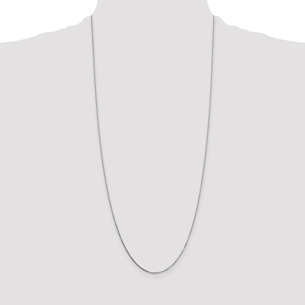 14K White Gold 30 inch .7mm Box with Spring Ring Clasp Chain