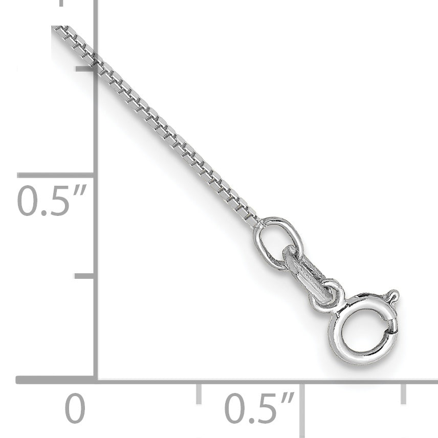 14K White Gold 10 inch .7mm Box with Spring Ring Clasp Anklet Secondary image