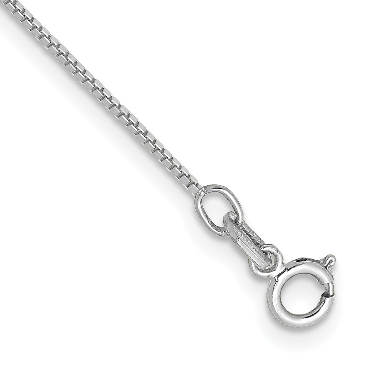 14K White Gold 10 inch .7mm Box with Spring Ring Clasp Anklet Main image