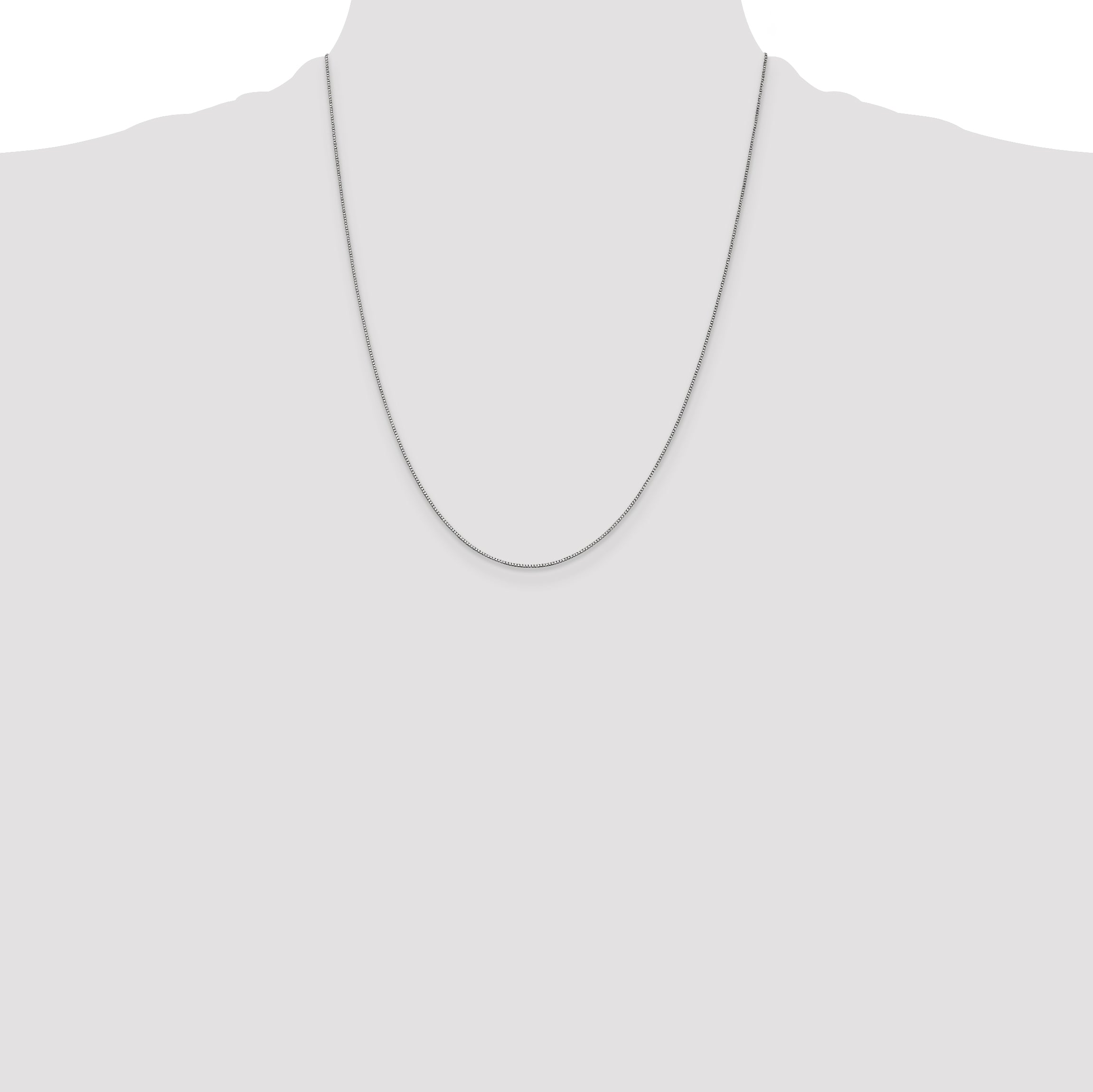 14K White Gold 22 inch .7mm Box with Lobster Clasp Chain