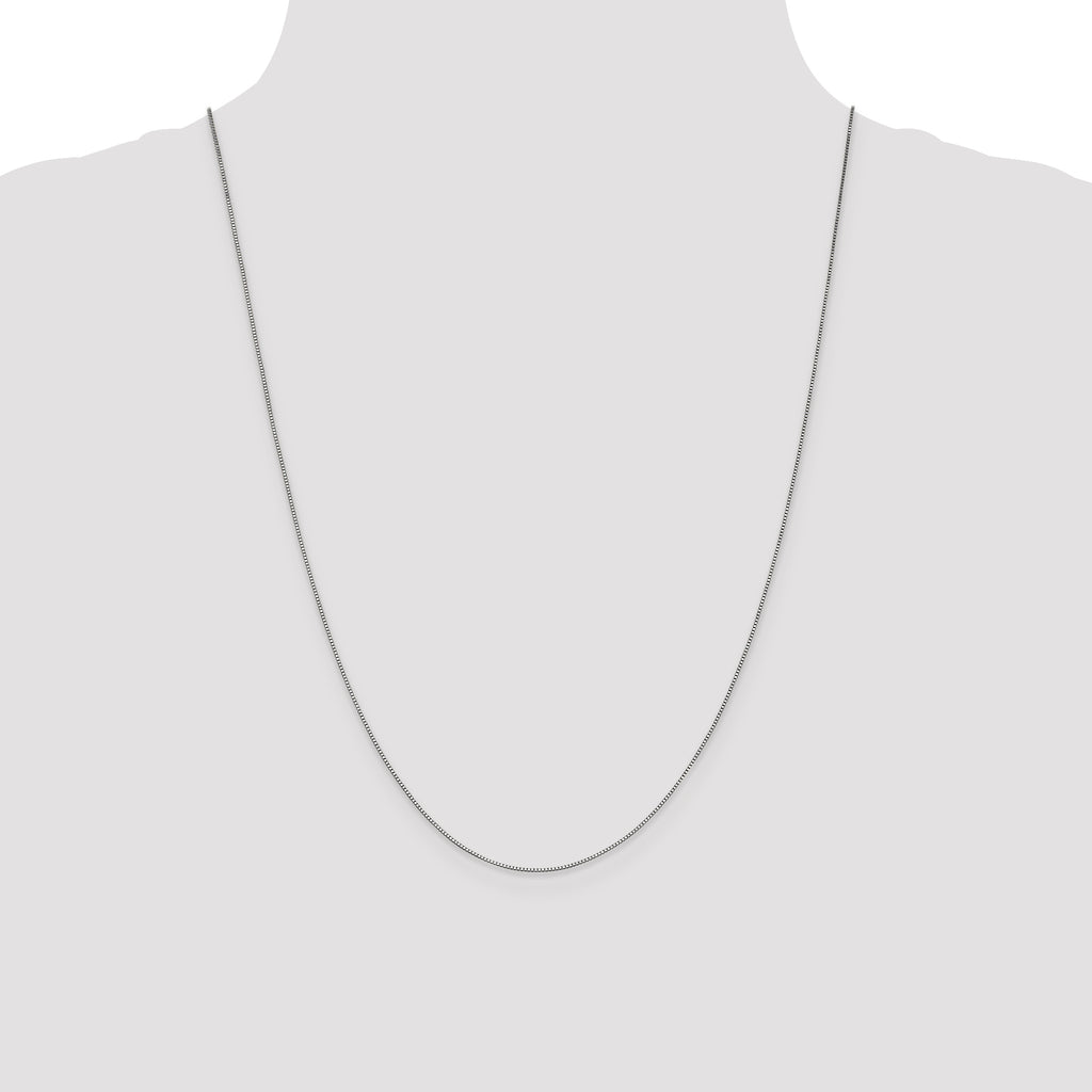 14K White Gold 24 inch .7mm Box with Lobster Clasp Chain