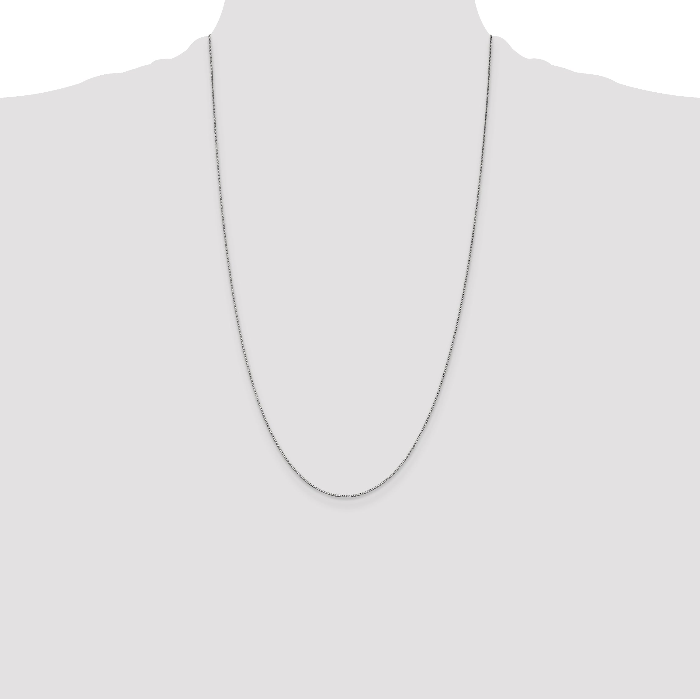 14K White Gold 26 inch .7mm Box with Lobster Clasp Chain
