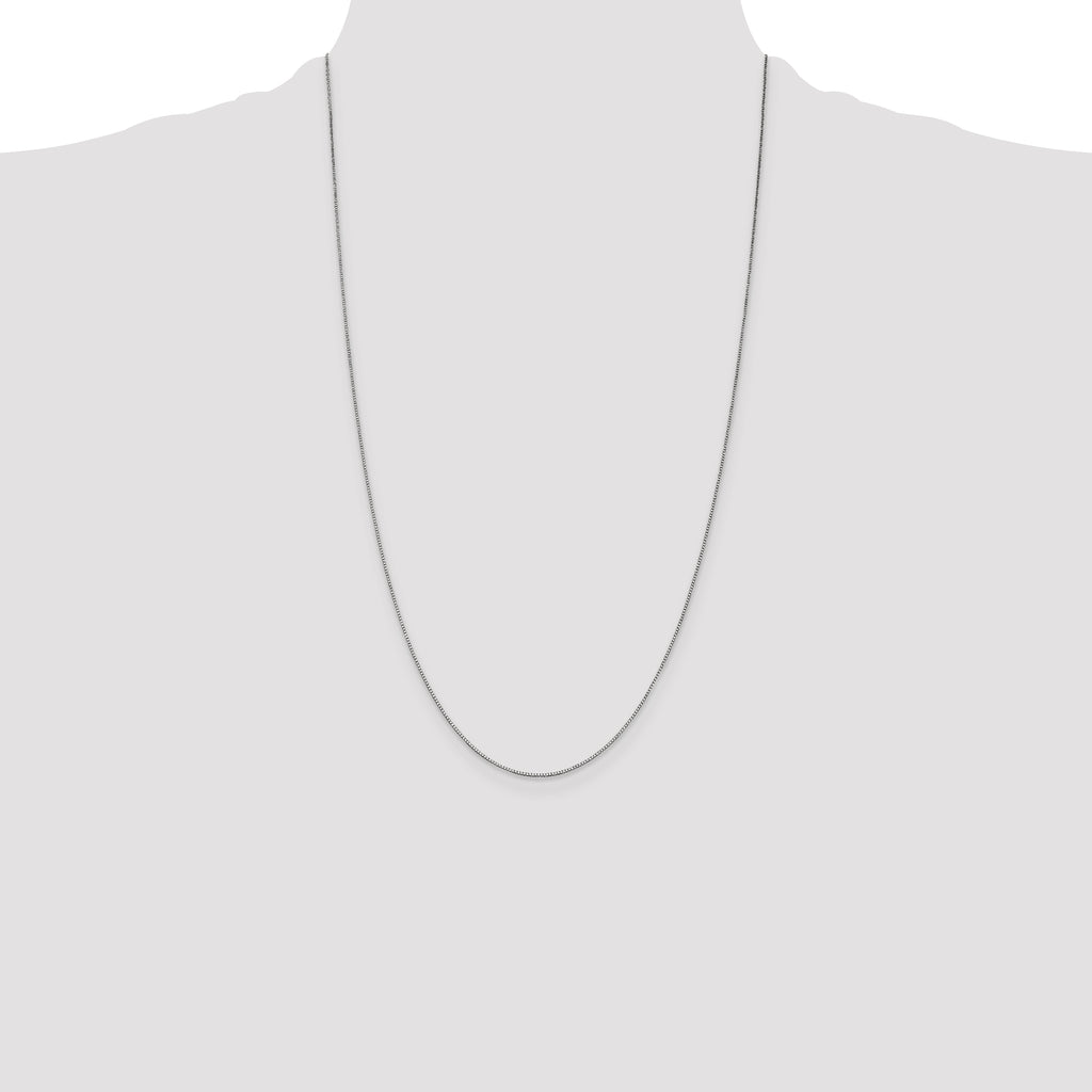 14K White Gold 26 inch .7mm Box with Lobster Clasp Chain