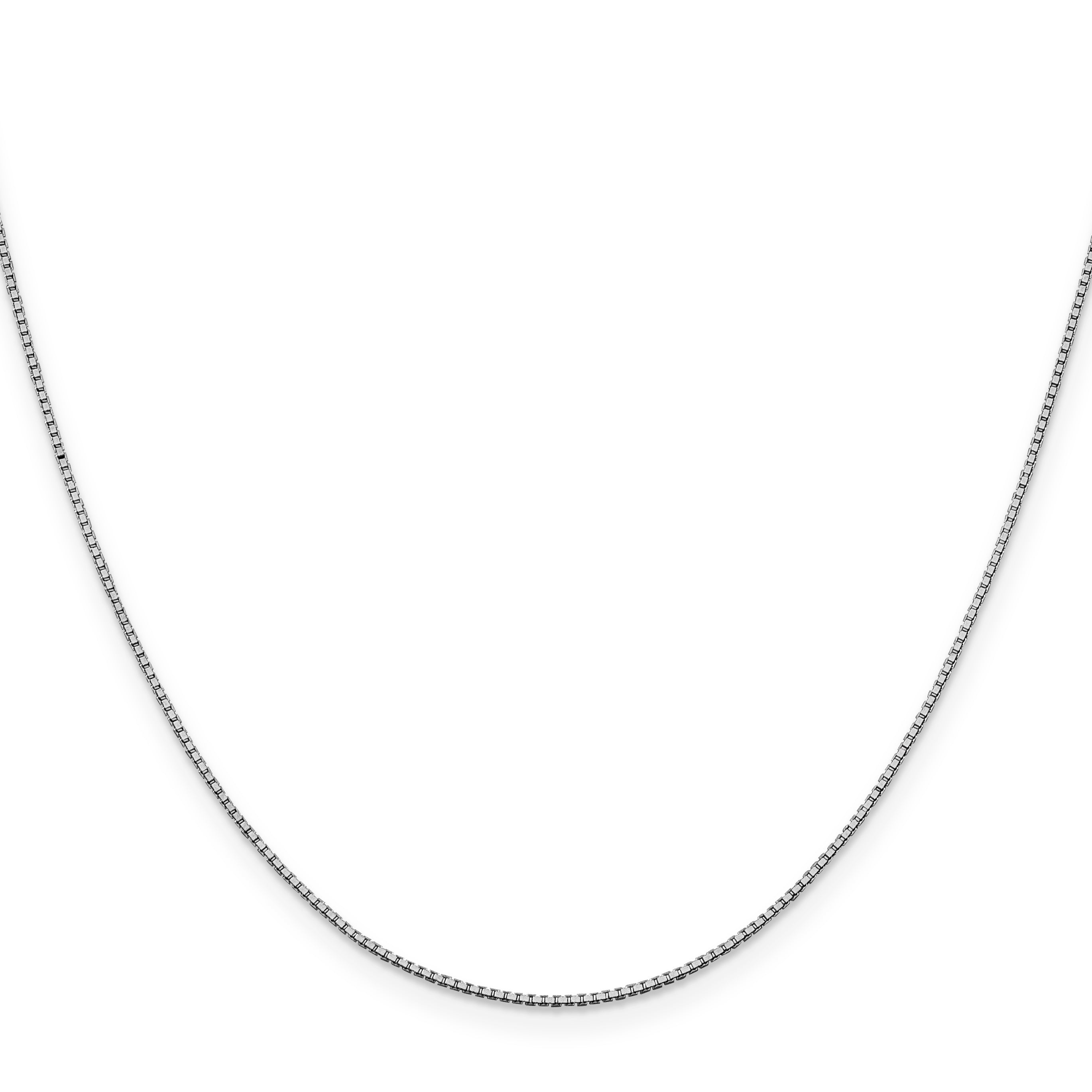 14K White Gold Solid Box Chain Necklace 0.95mm Secondary image