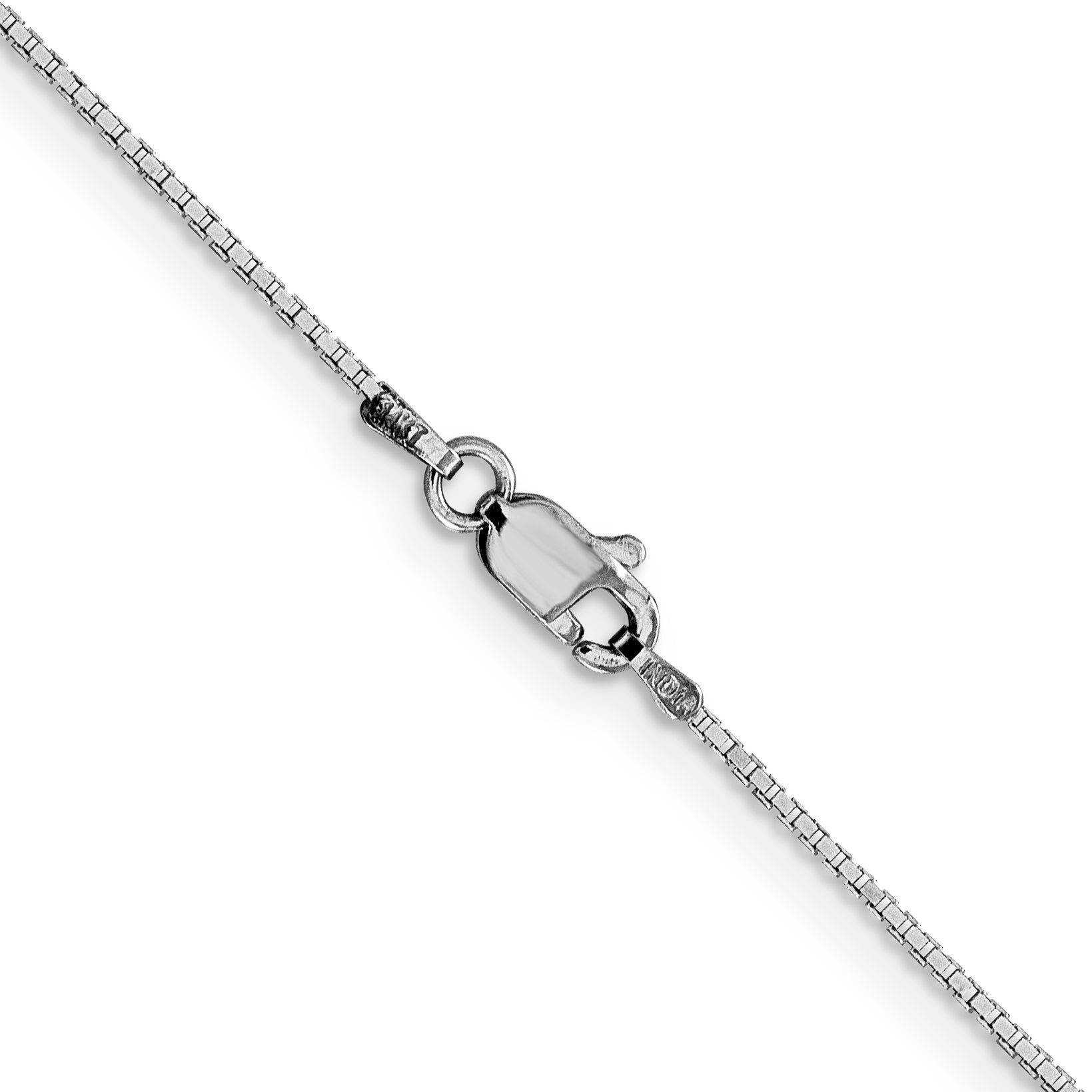 14K White Gold Solid Box Chain Necklace 0.95mm