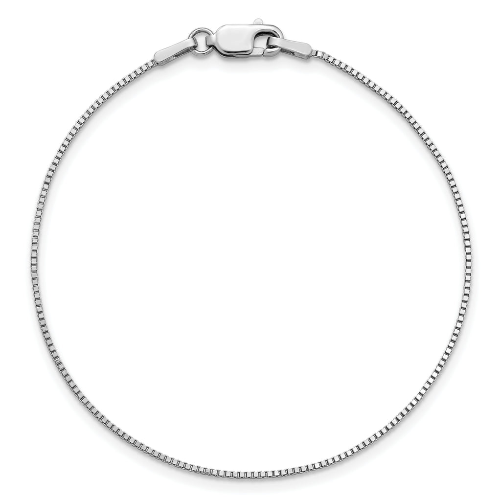 14K White Gold 8 inch .95mm Box with Lobster Clasp Bracelet