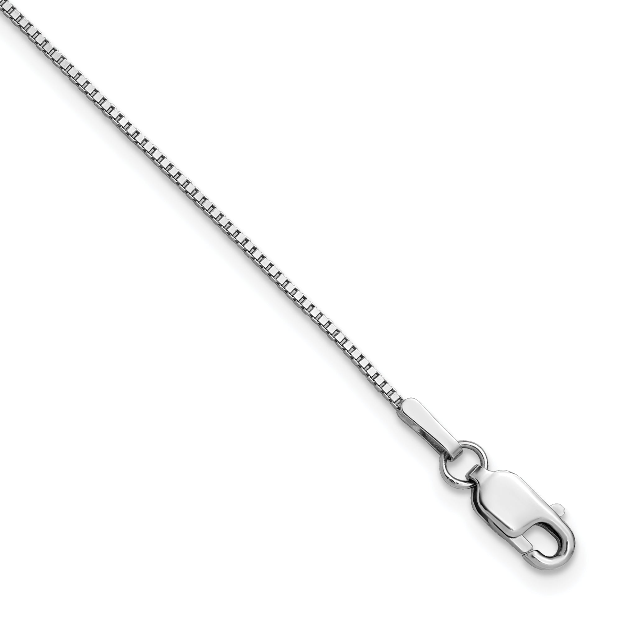 14K White Gold 8 inch .95mm Box with Lobster Clasp Bracelet