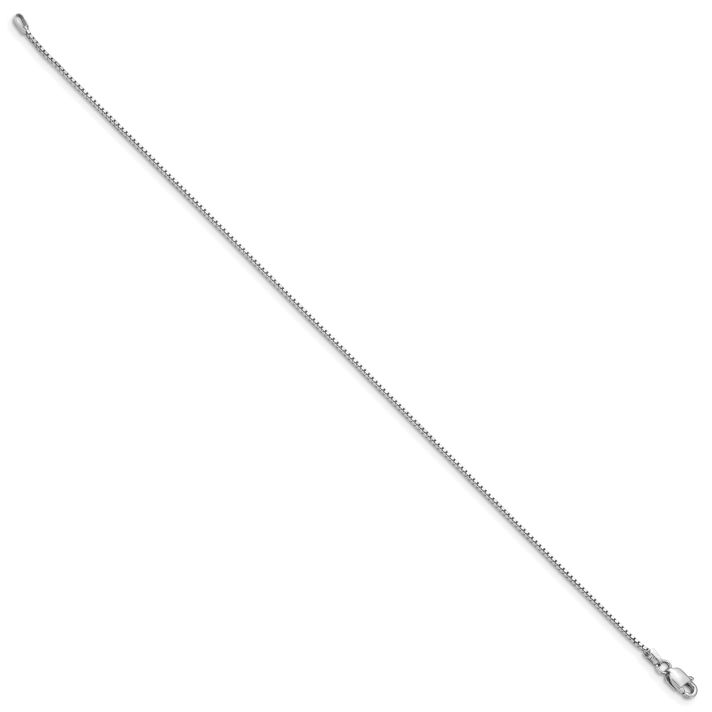 14K White Gold 9 inch .95mm Box with Lobster Clasp Anklet Secondary image