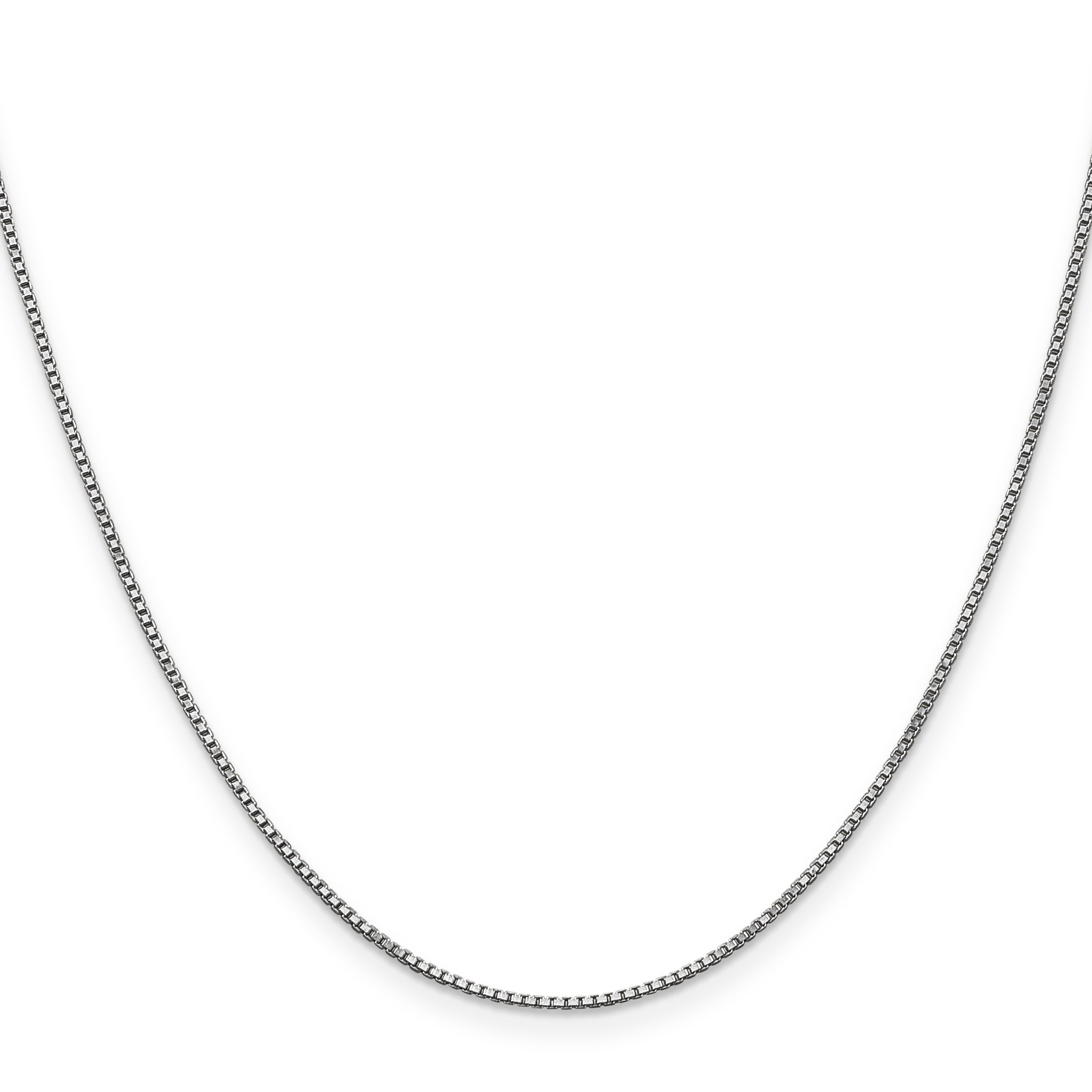 14K White Gold Solid Box Chain Necklace 1mm Secondary image