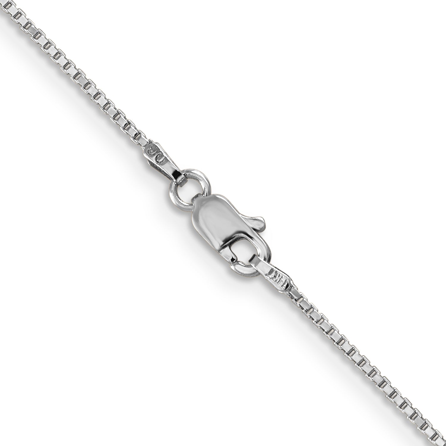 14K White Gold Solid Box Chain Necklace 1mm