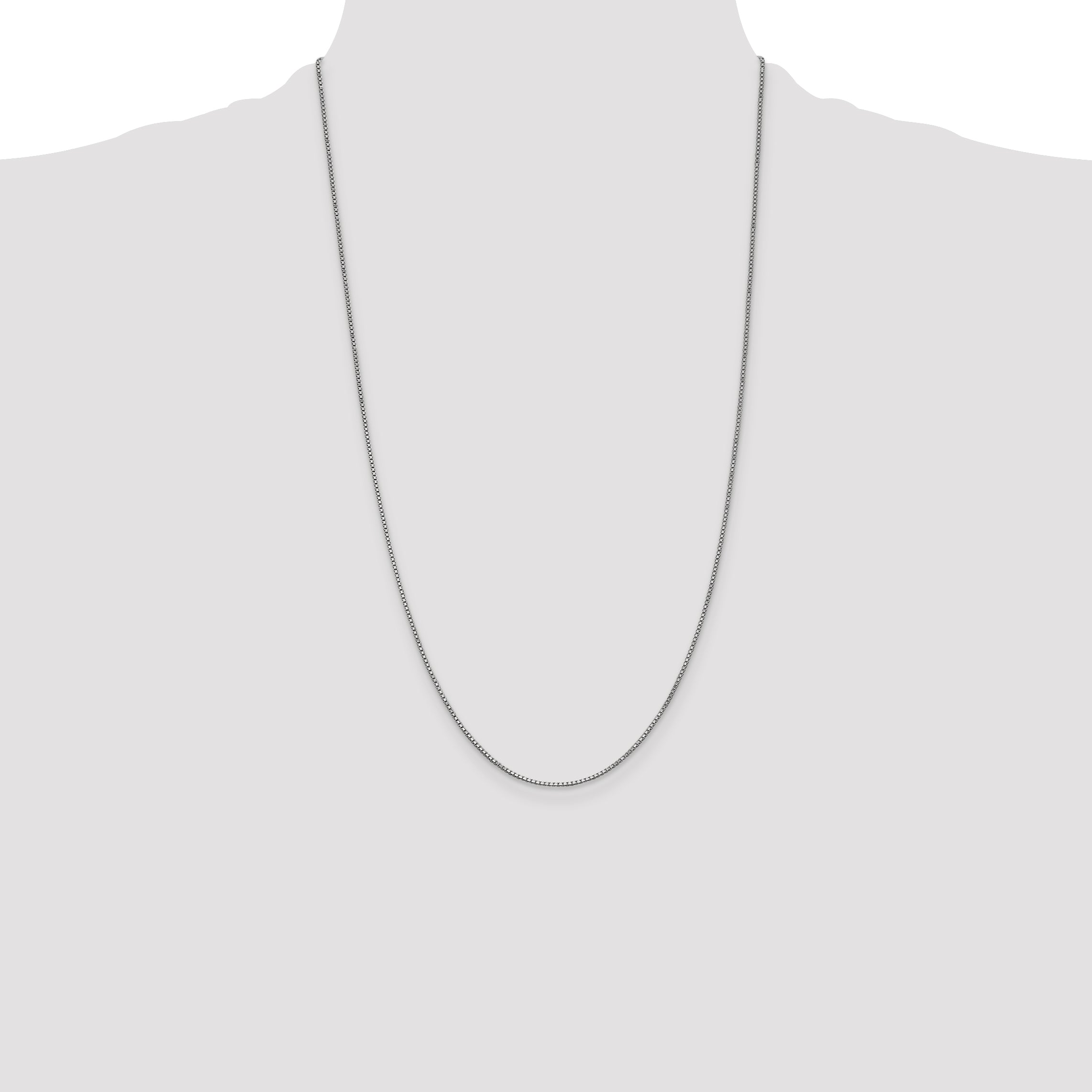 14K White Gold 26 inch 1mm Box with Lobster Clasp Chain