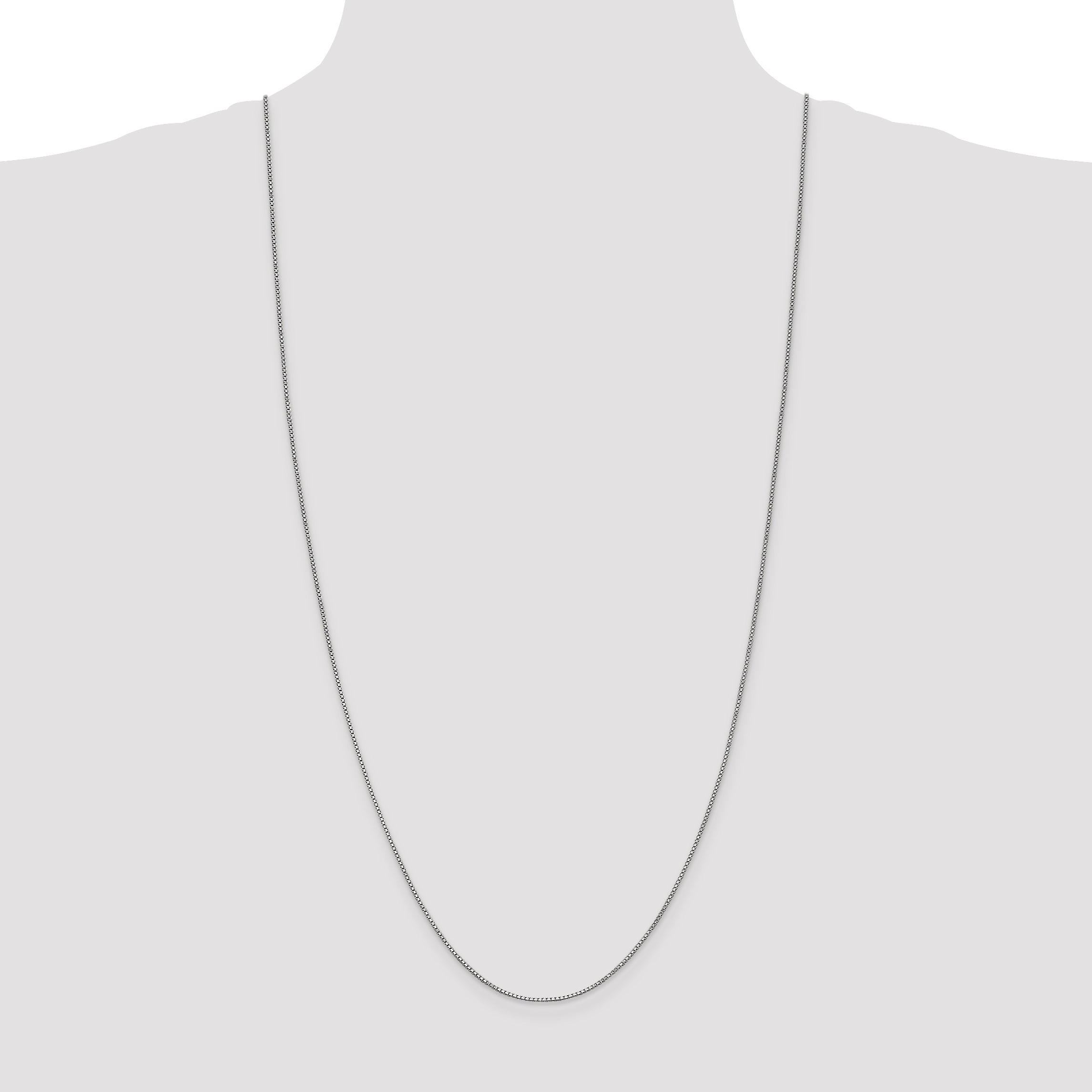 14K White Gold 30 inch 1mm Box with Lobster Clasp Chain