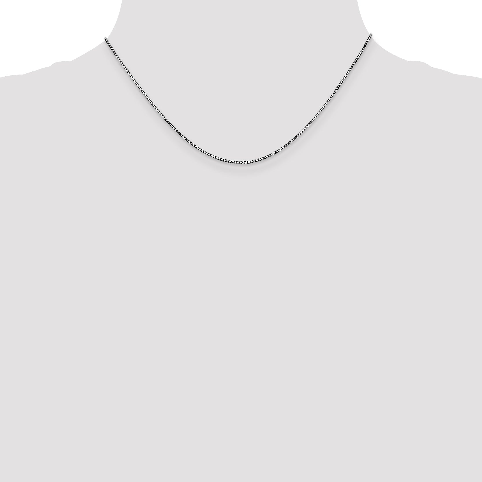 14K White Gold 16 inch 1.05mm Box with Lobster Clasp Chain