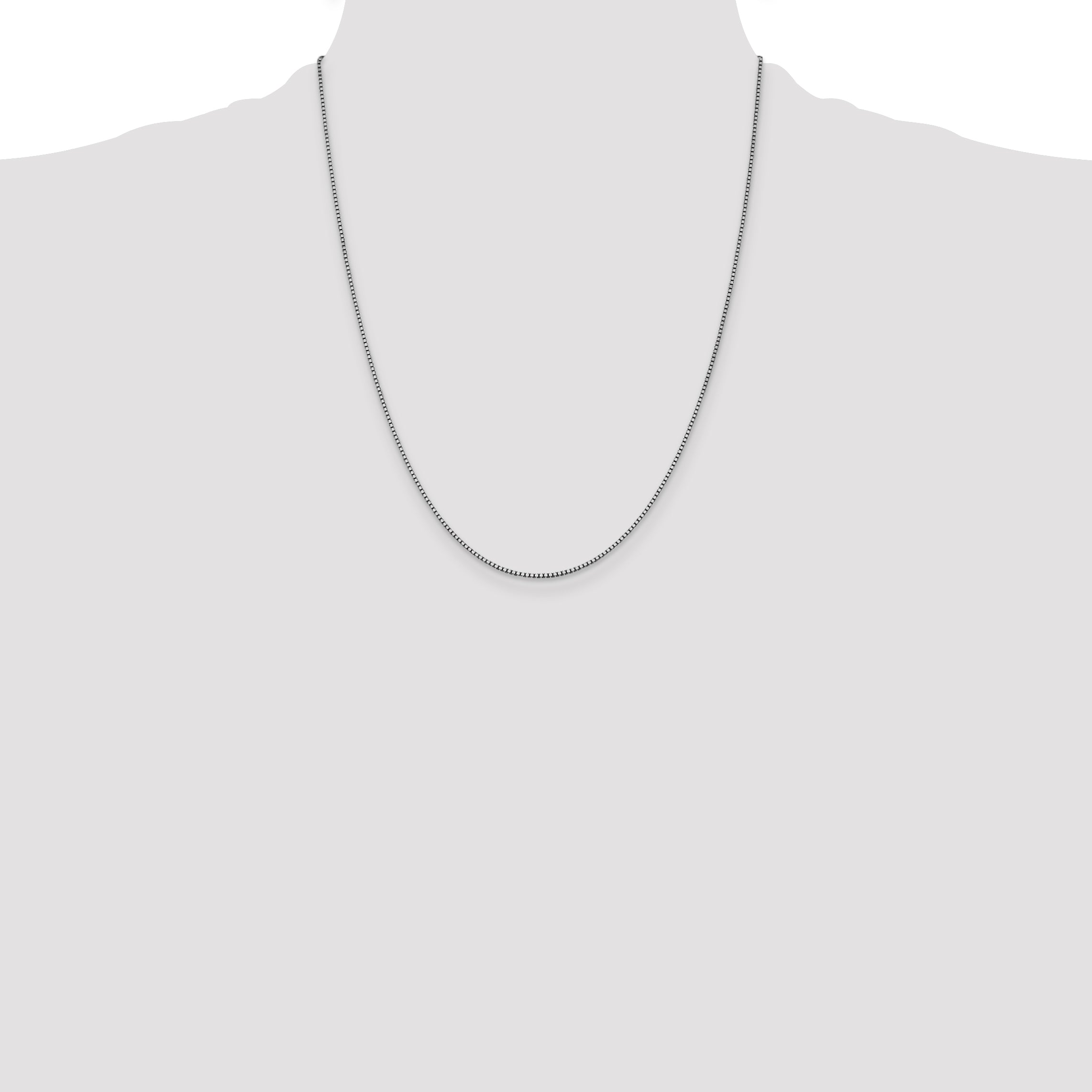 14K White Gold 22 inch 1.05mm Box with Lobster Clasp Chain