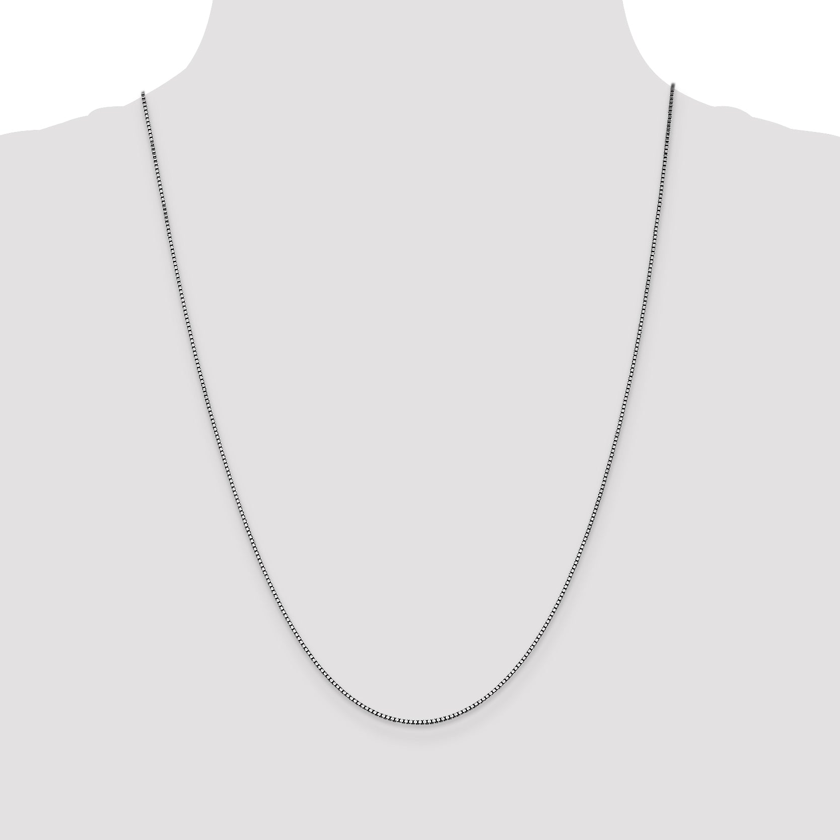 14K White Gold 24 inch 1.05mm Box with Lobster Clasp Chain