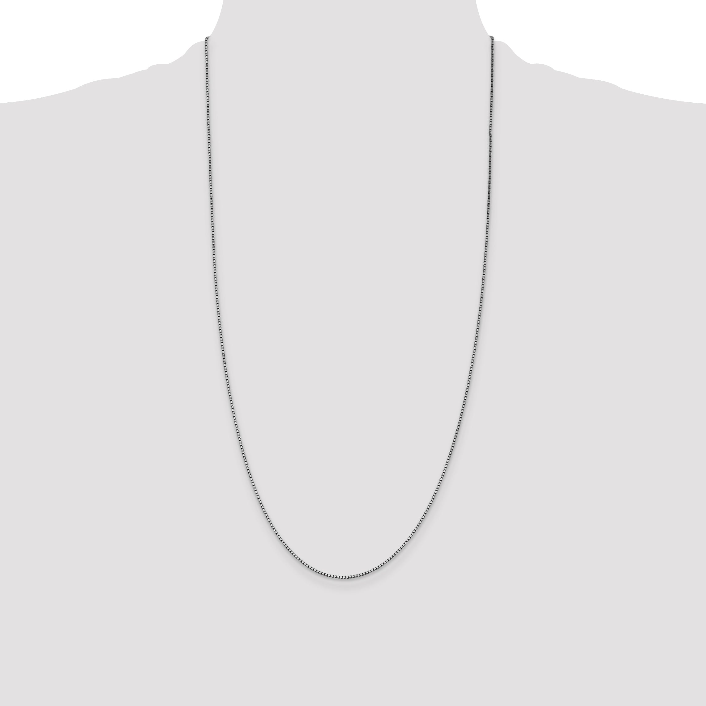 14K White Gold 28 inch 1.05mm Box with Lobster Clasp Chain