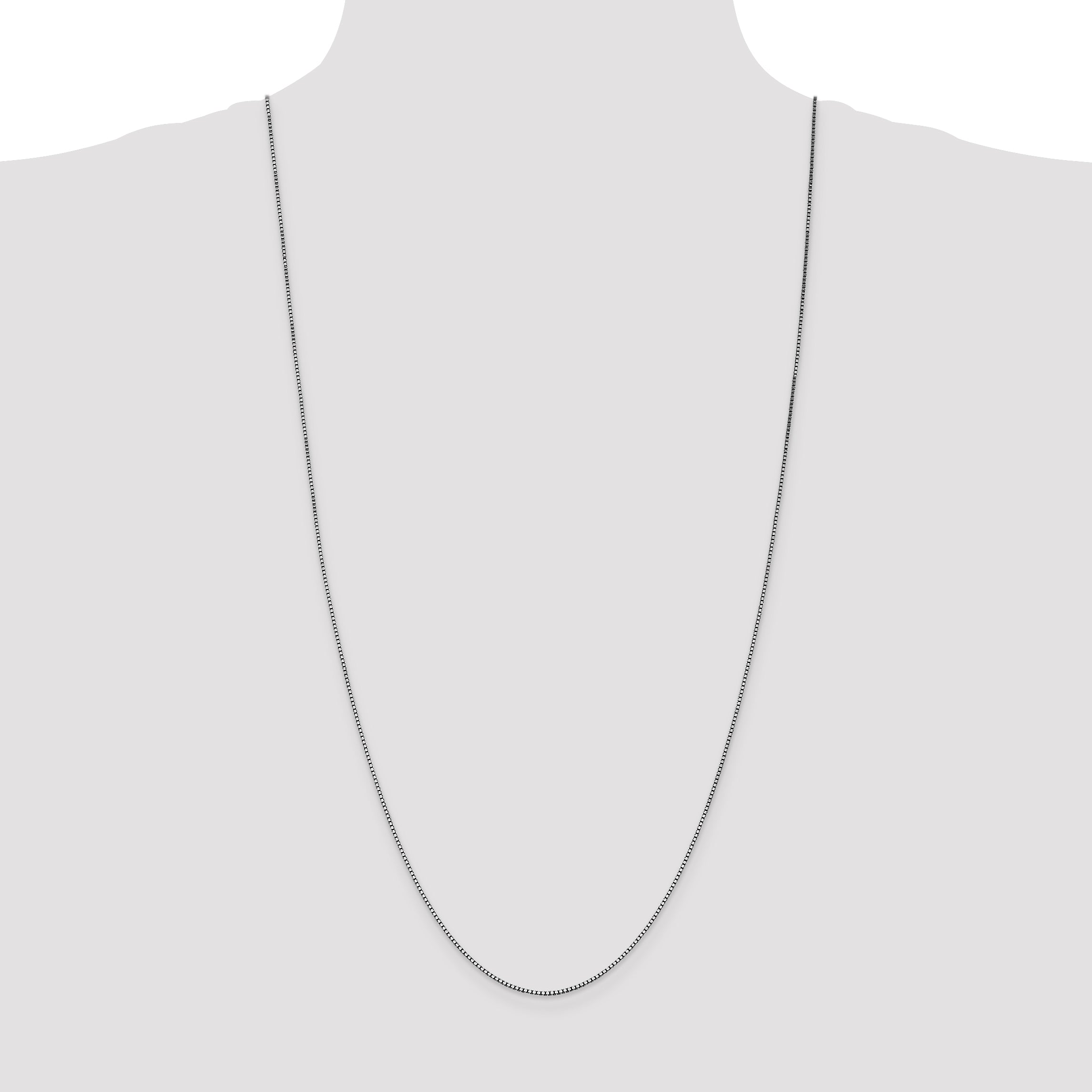 14K White Gold 30 inch 1.05mm Box with Lobster Clasp Chain