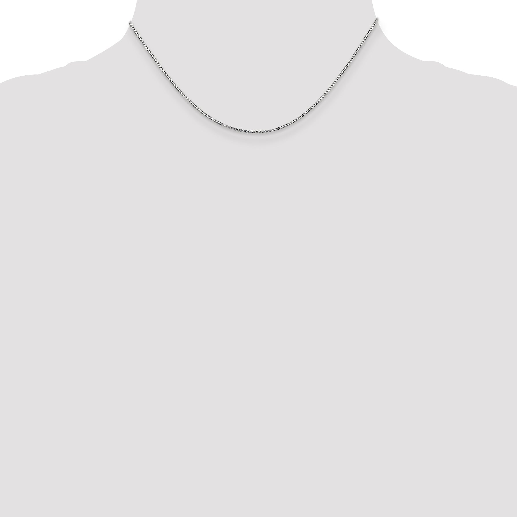 14K White Gold 14 inch 1.1mm Box with Lobster Clasp Chain