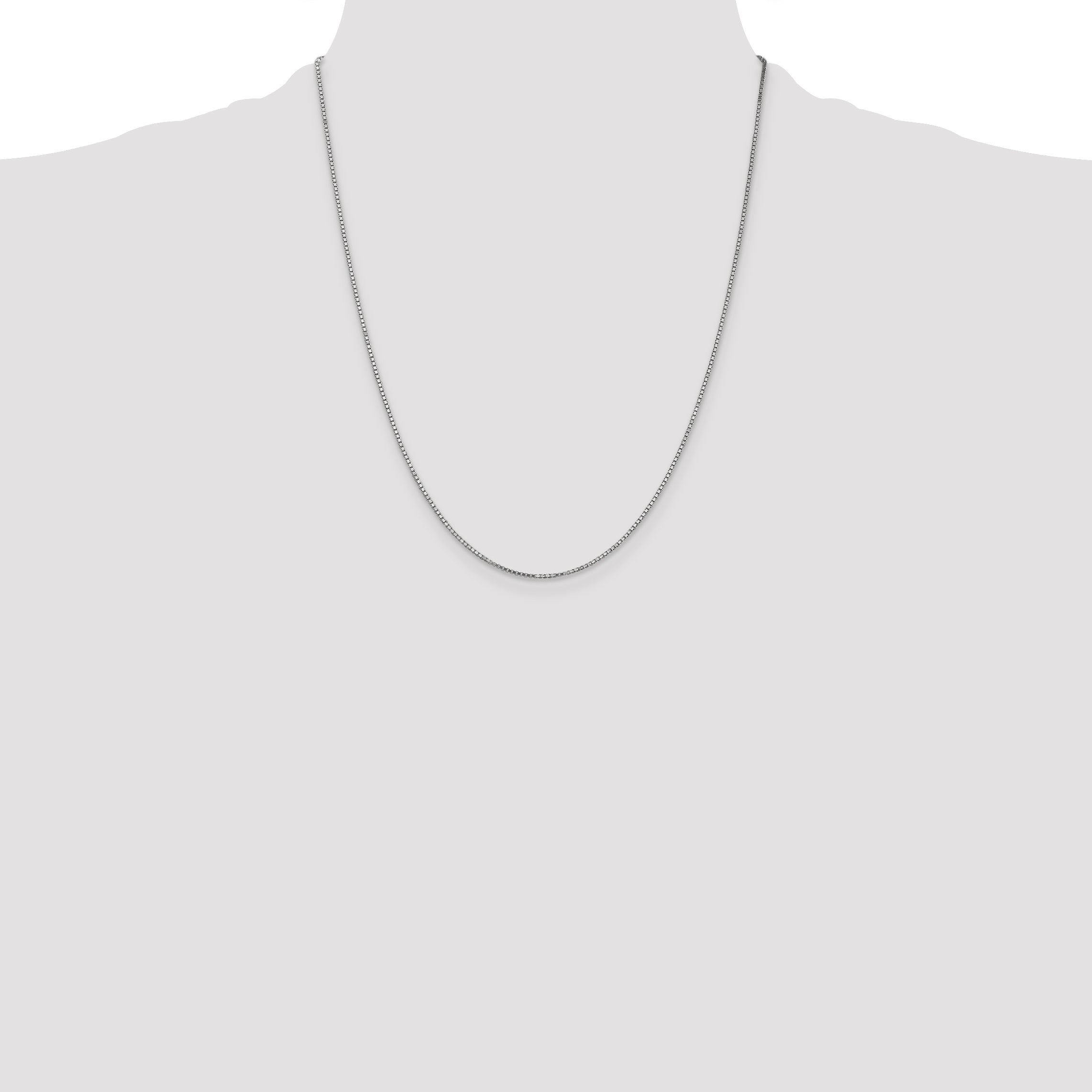 14K White Gold 22 inch 1.1mm Box with Lobster Clasp Chain