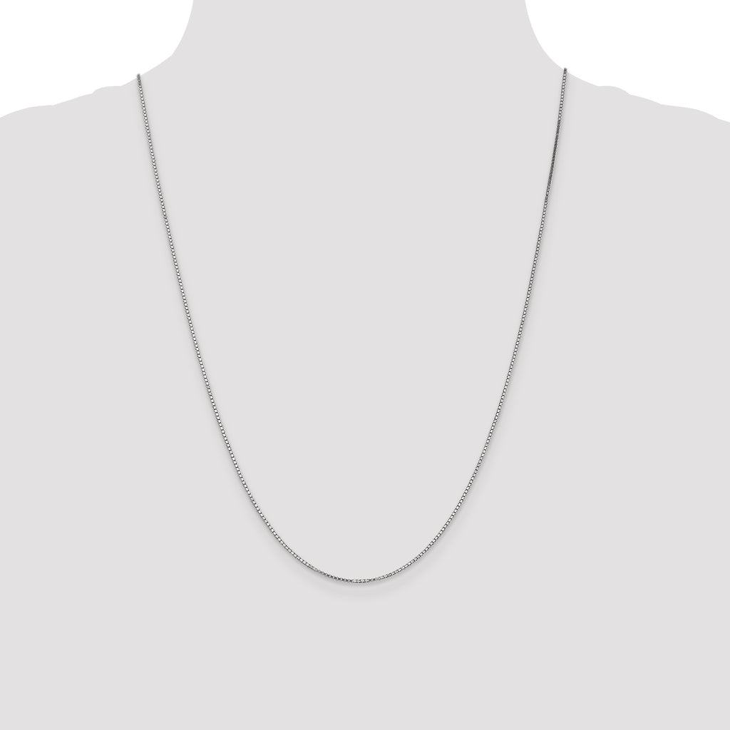 14K White Gold 24 inch 1.1mm Box with Lobster Clasp Chain