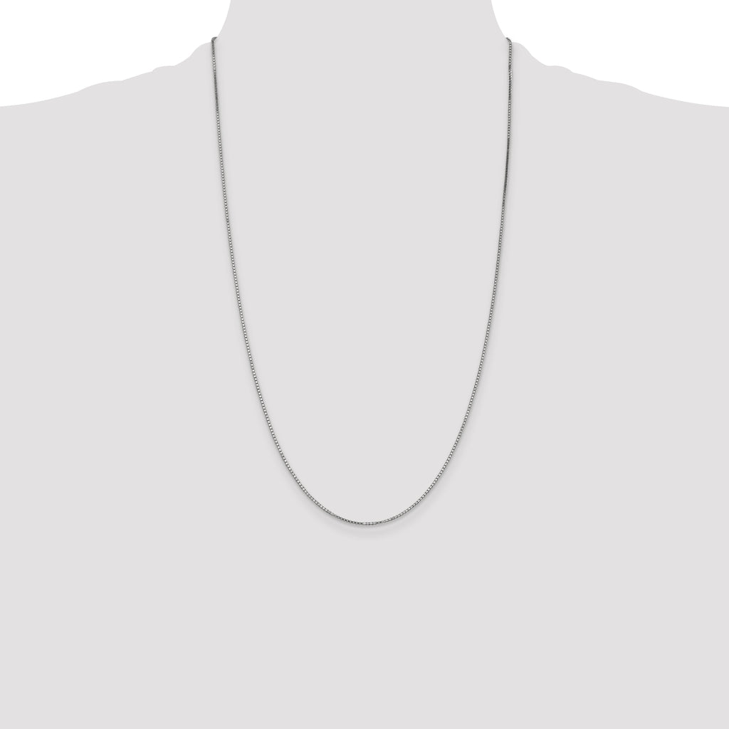 14K White Gold 26 inch 1.1mm Box with Lobster Clasp Chain