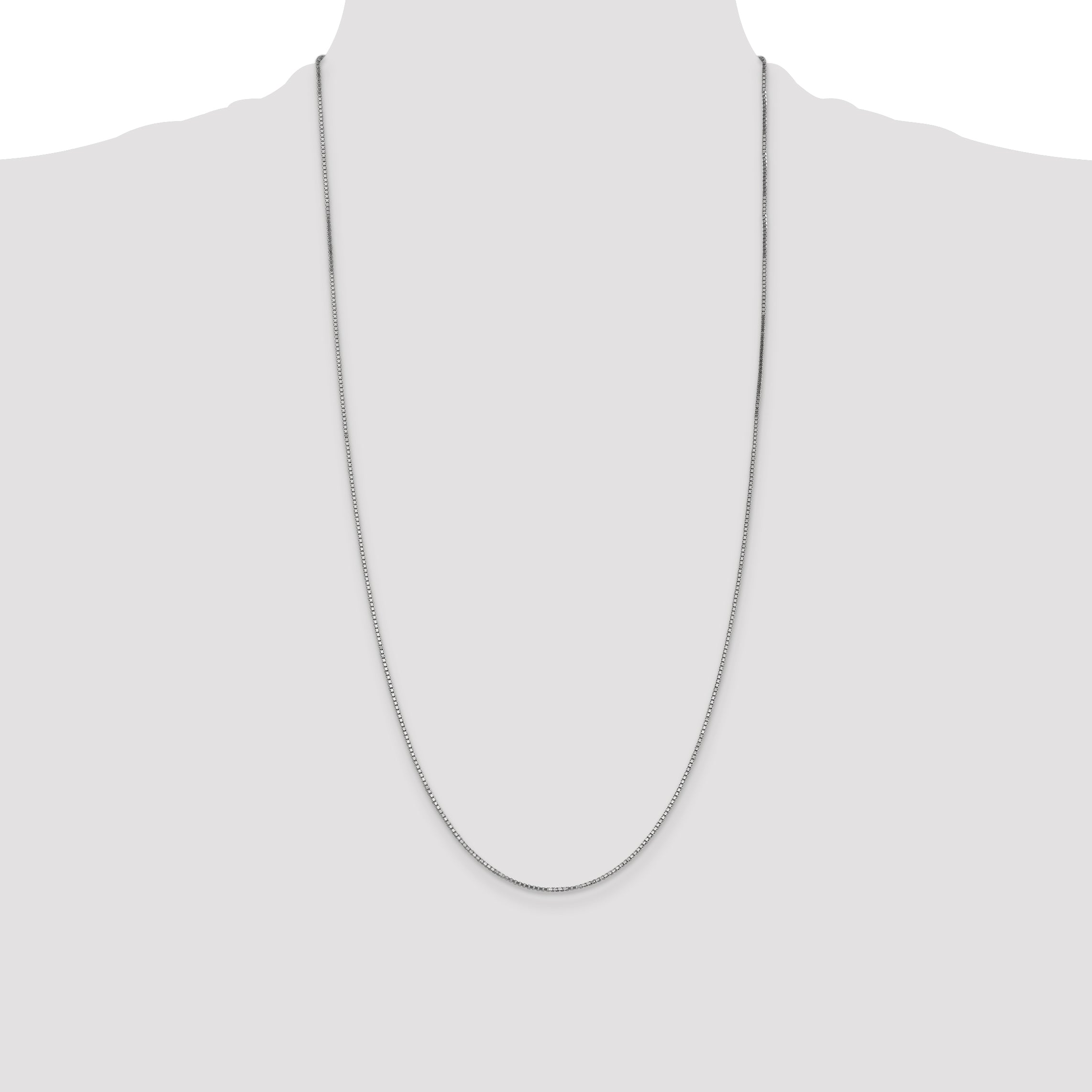 14K White Gold 28 inch 1.1mm Box with Lobster Clasp Chain