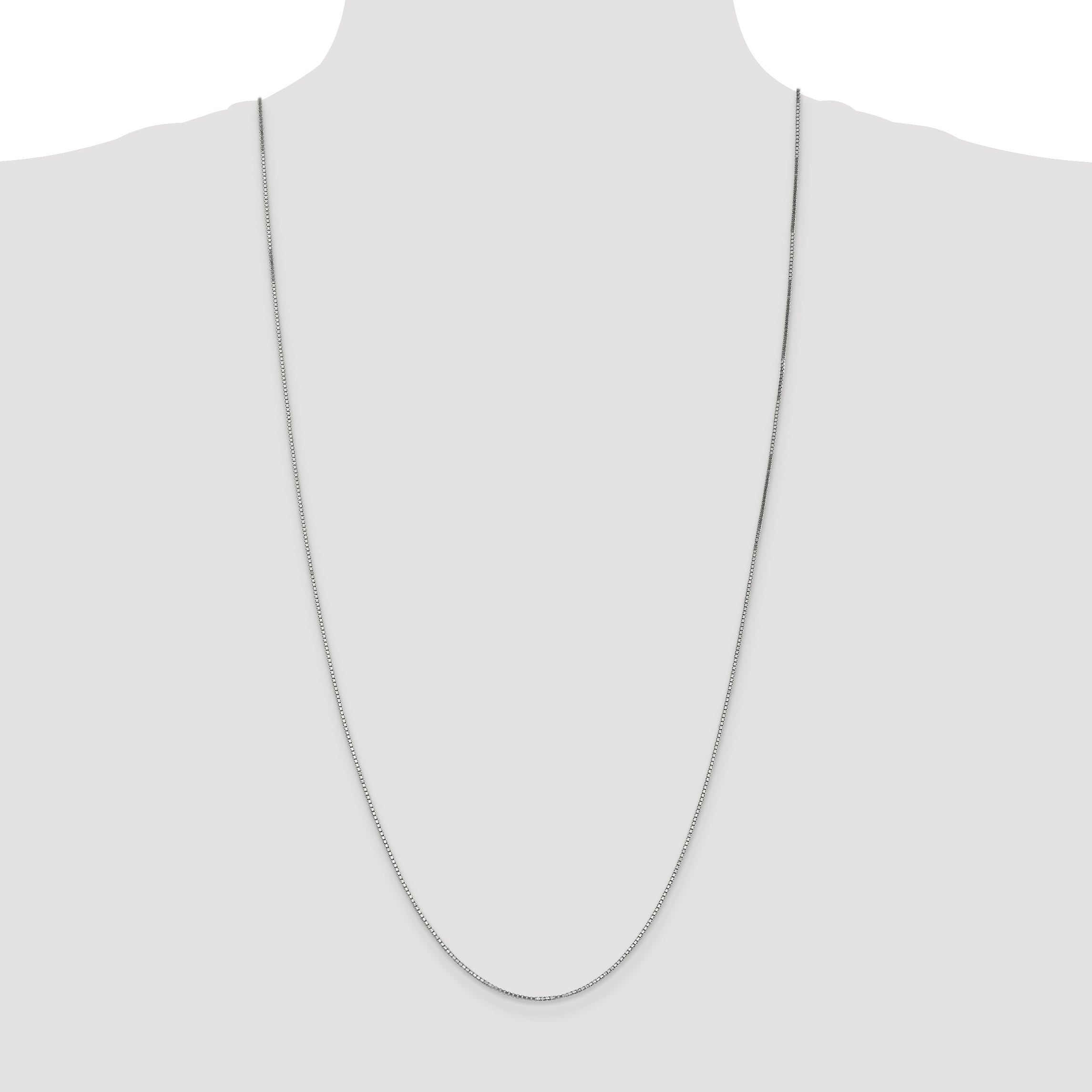 14K White Gold 30 inch 1.1mm Box with Lobster Clasp Chain