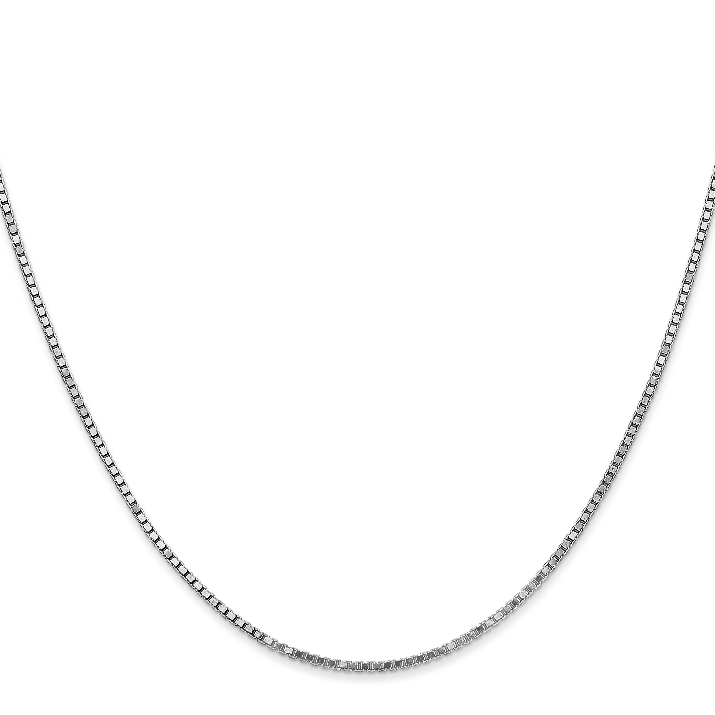 14K White Gold 30 inch 1.4mm Box with Lobster Clasp Chain