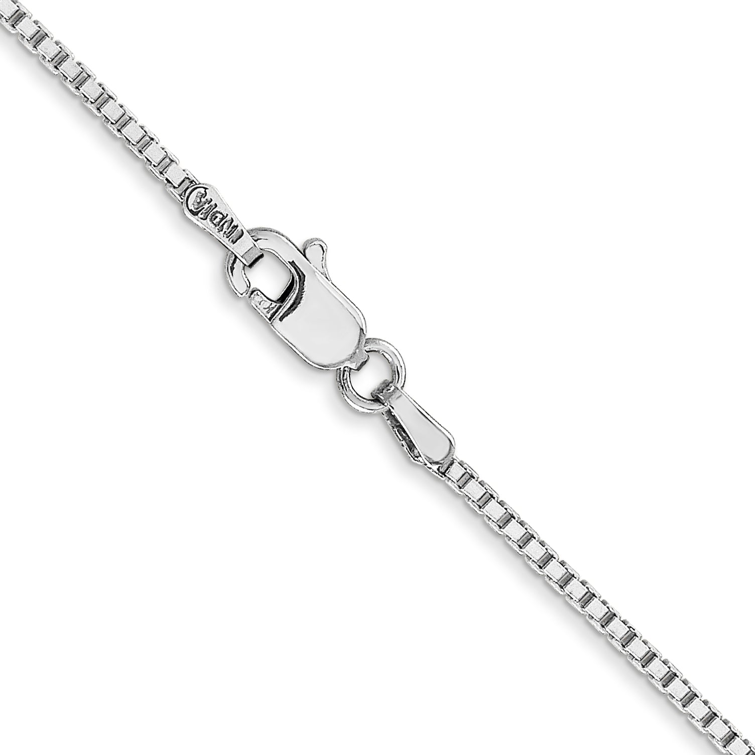 14K White Gold 30 inch 1.4mm Box with Lobster Clasp Chain