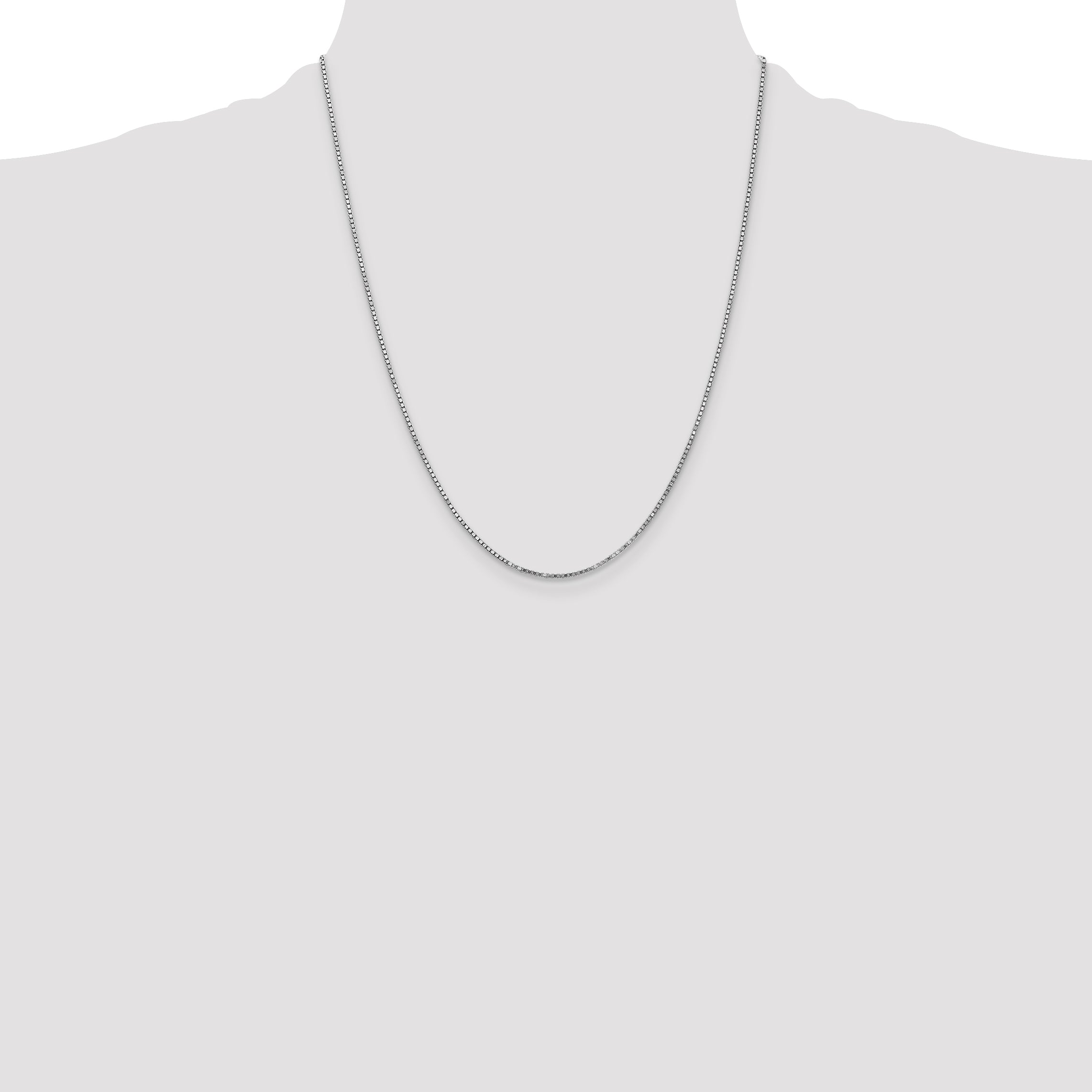 14K White Gold 22 inch 1.4mm Box with Lobster Clasp Chain