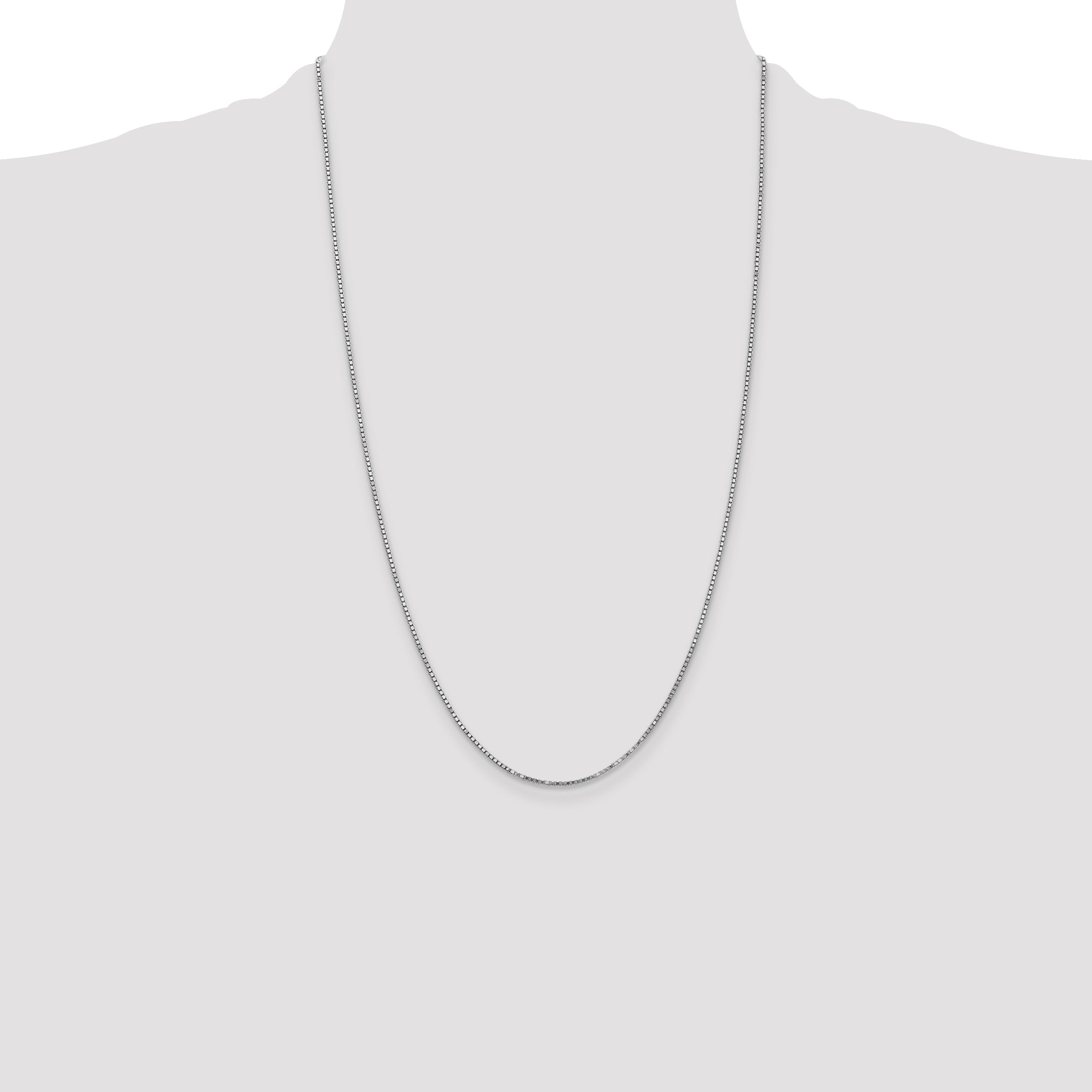 14K White Gold 26 inch 1.4mm Box with Lobster Clasp Chain