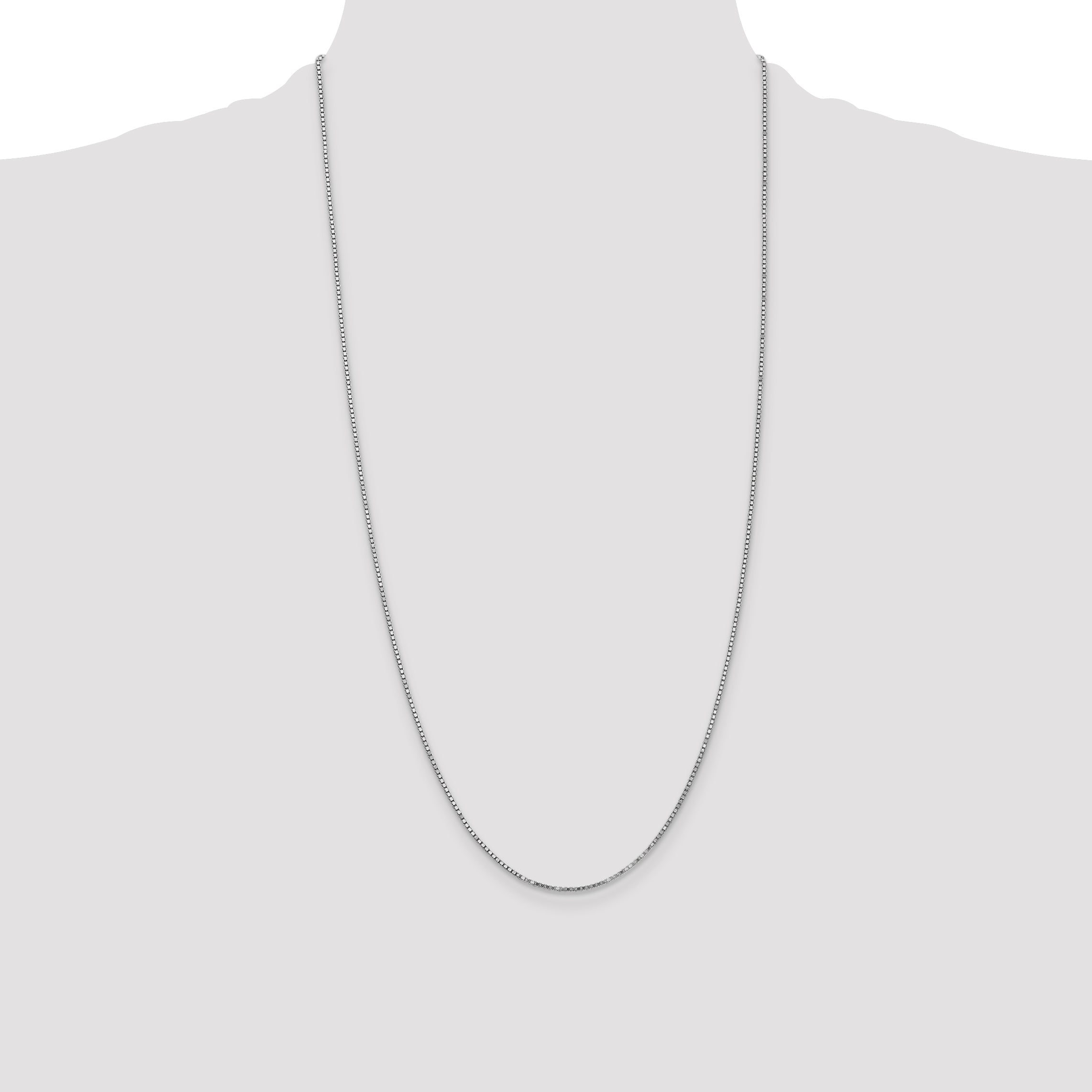 14K White Gold 28 inch 1.4mm Box with Lobster Clasp Chain