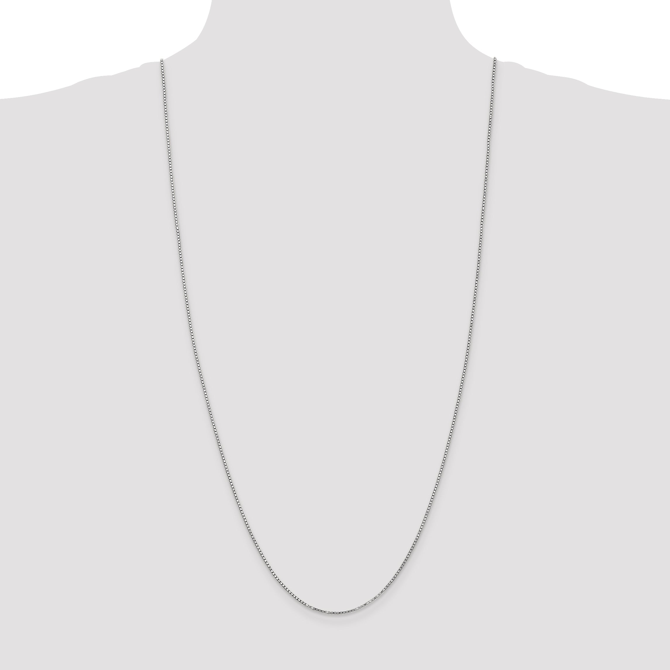 14K White Gold 30 inch 1.4mm Box with Lobster Clasp Chain