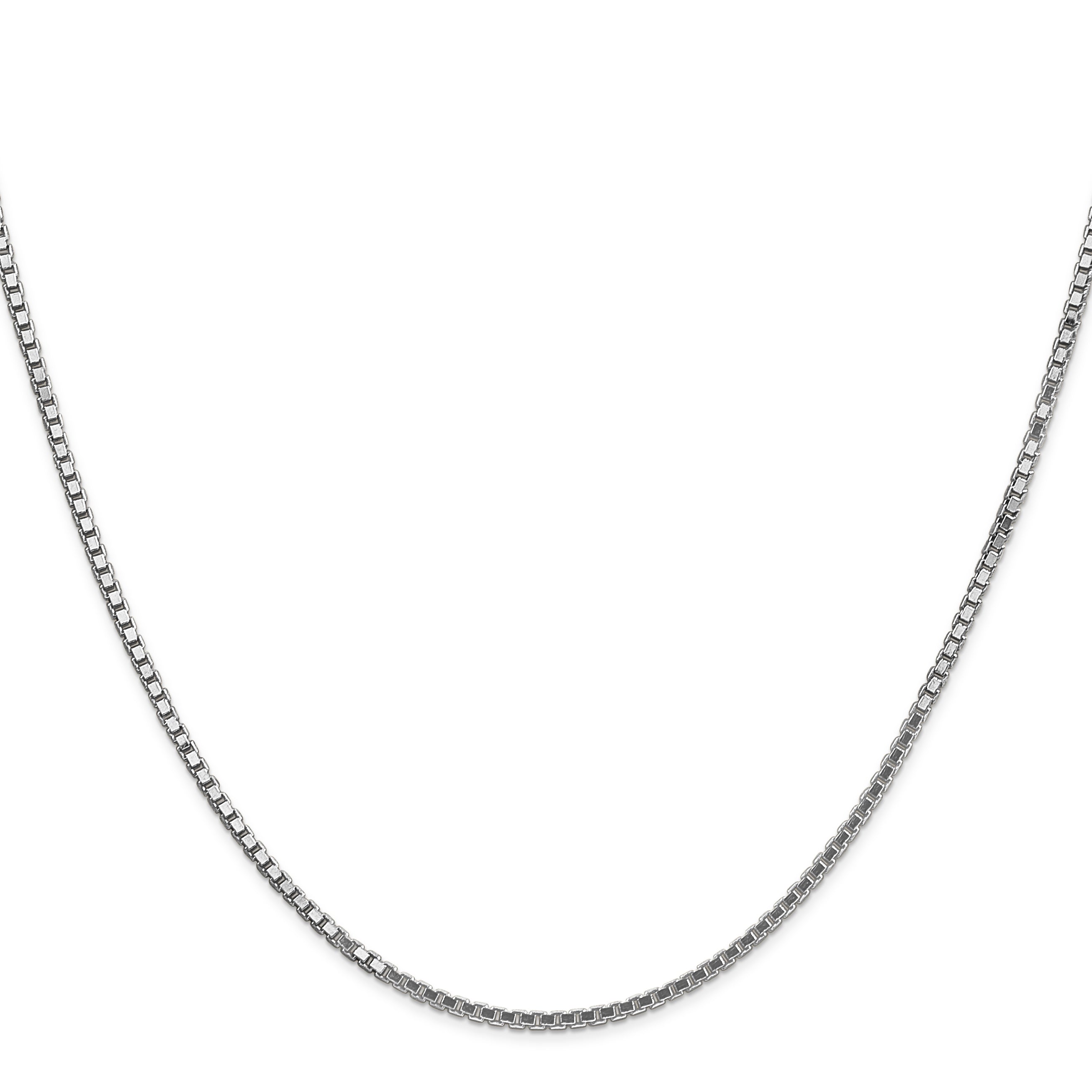 14K White Gold Solid Box Chain Necklace 1.5mm