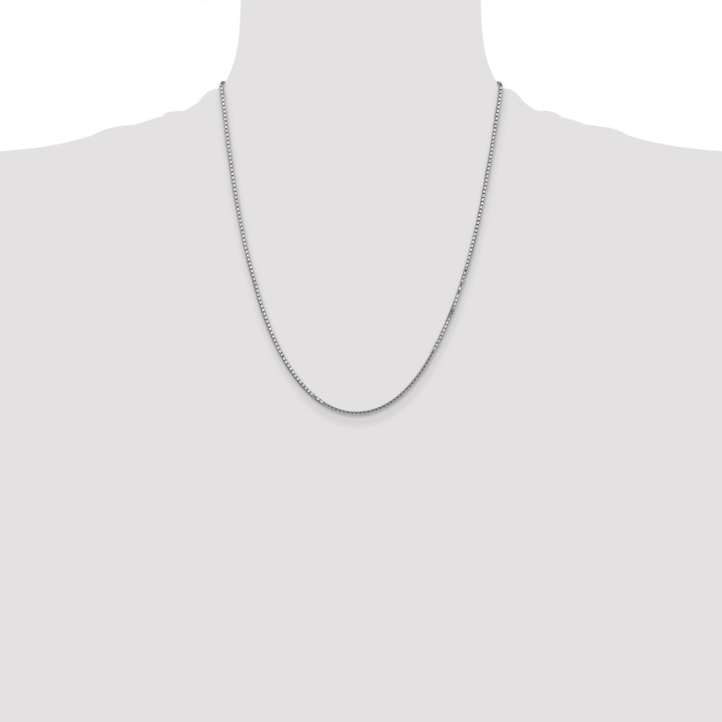 14K White Gold Solid Box Chain Necklace 1.5mm - Sophia Jewelers
