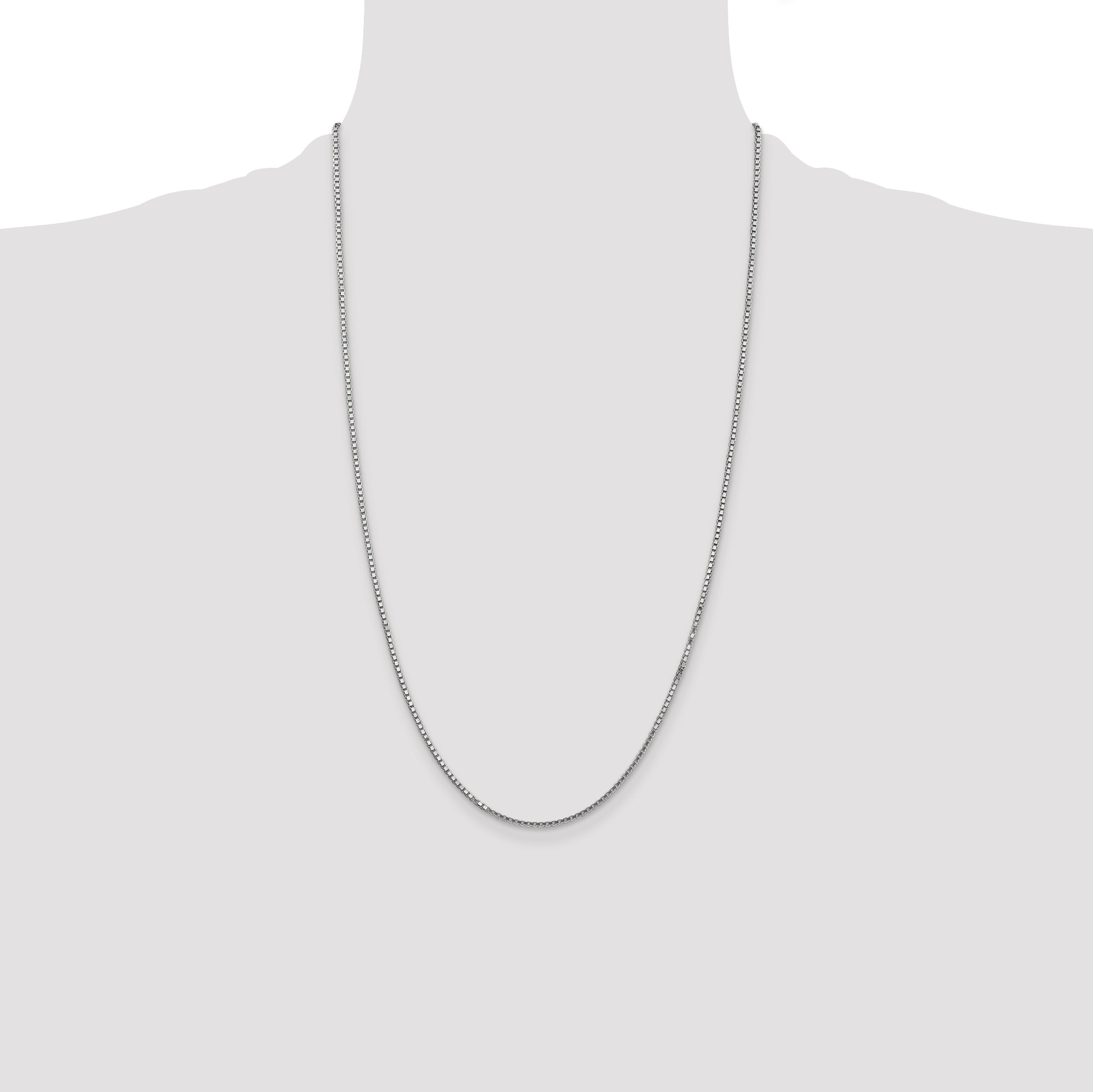 14K White Gold 26 inch 1.5mm Box with Lobster Clasp Chain