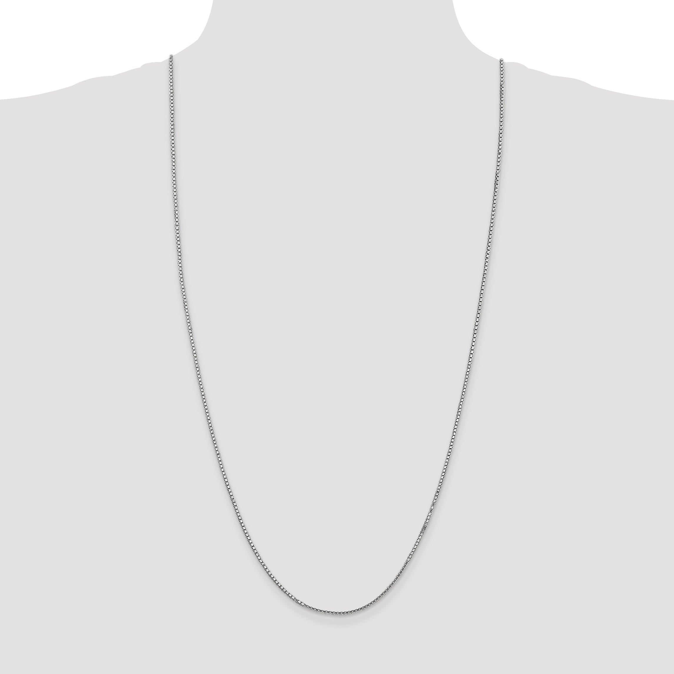 14K White Gold 30 inch 1.5mm Box with Lobster Clasp Chain