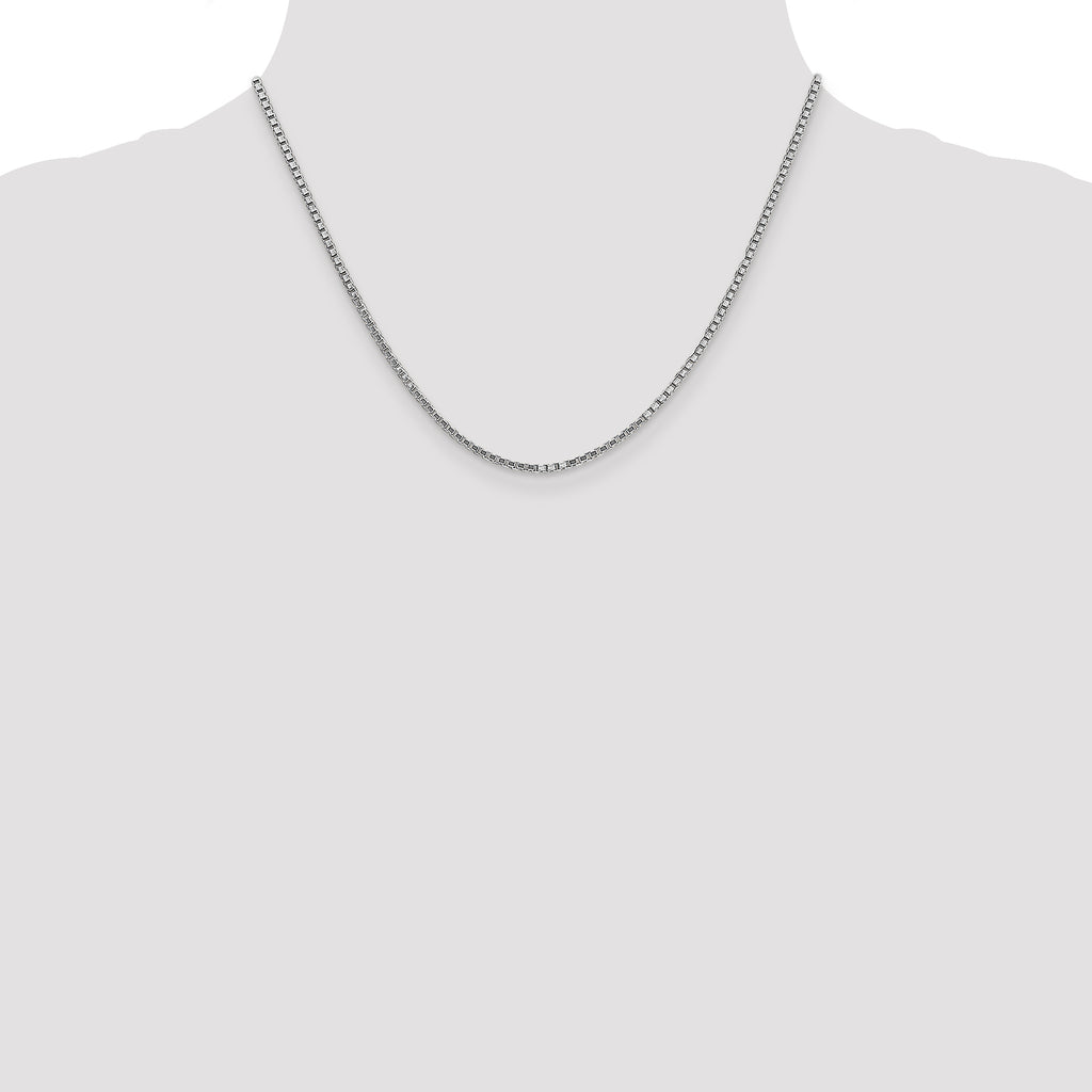14K White Gold 18 inch 1.9mm Box with Lobster Clasp Chain