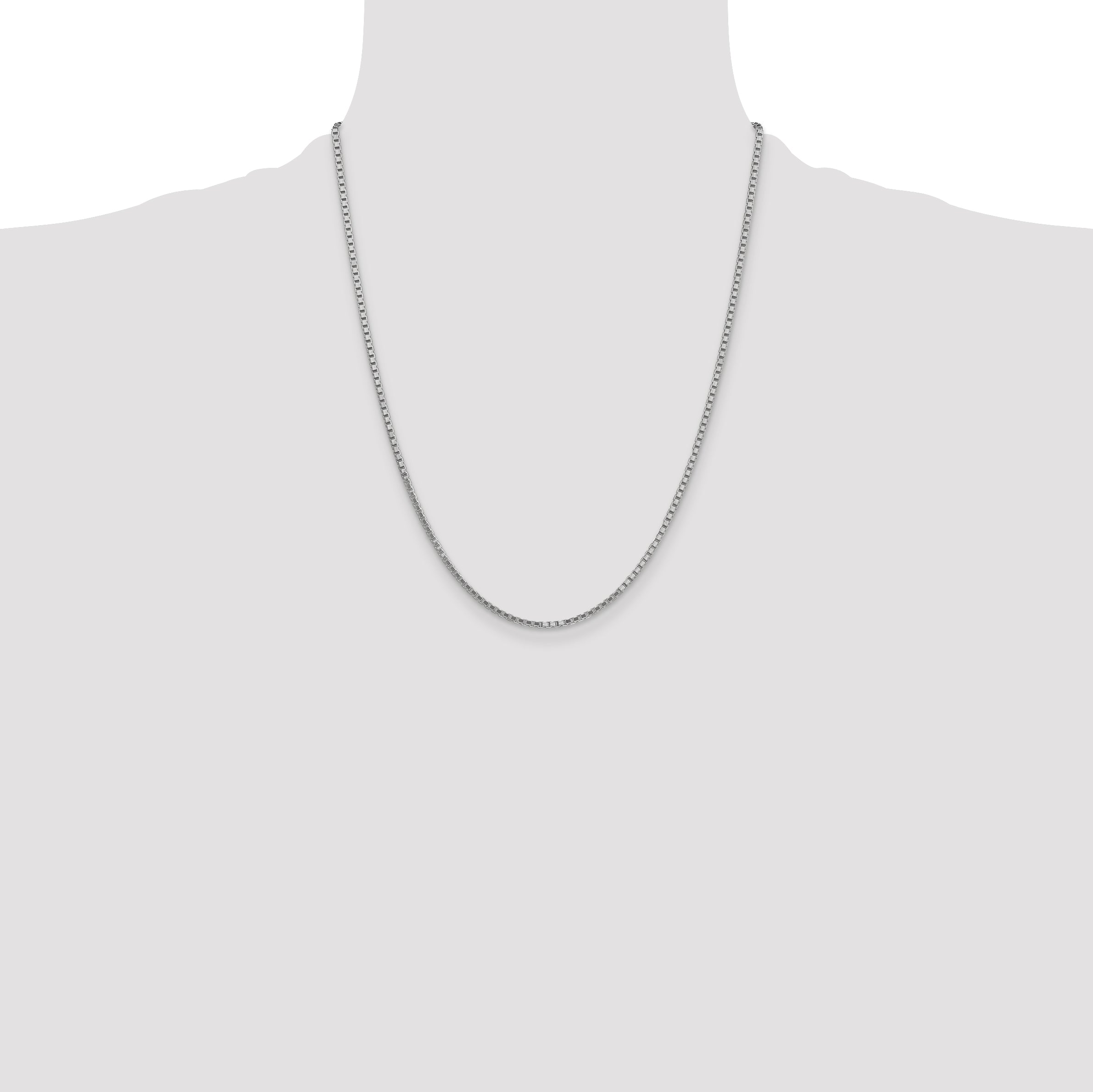 14K White Gold 22 inch 1.9mm Box with Lobster Clasp Chain
