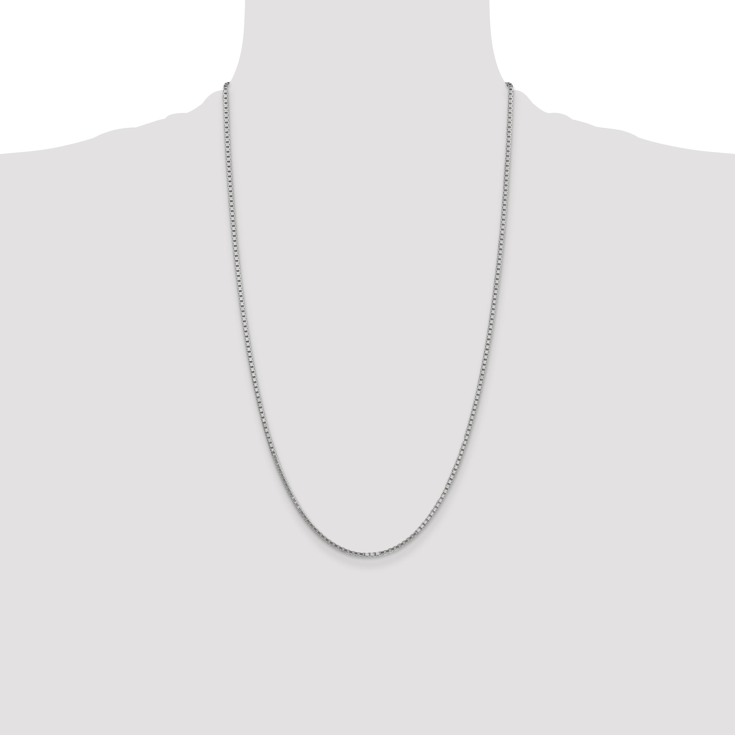 14K White Gold 26 inch 1.9mm Box with Lobster Clasp Chain