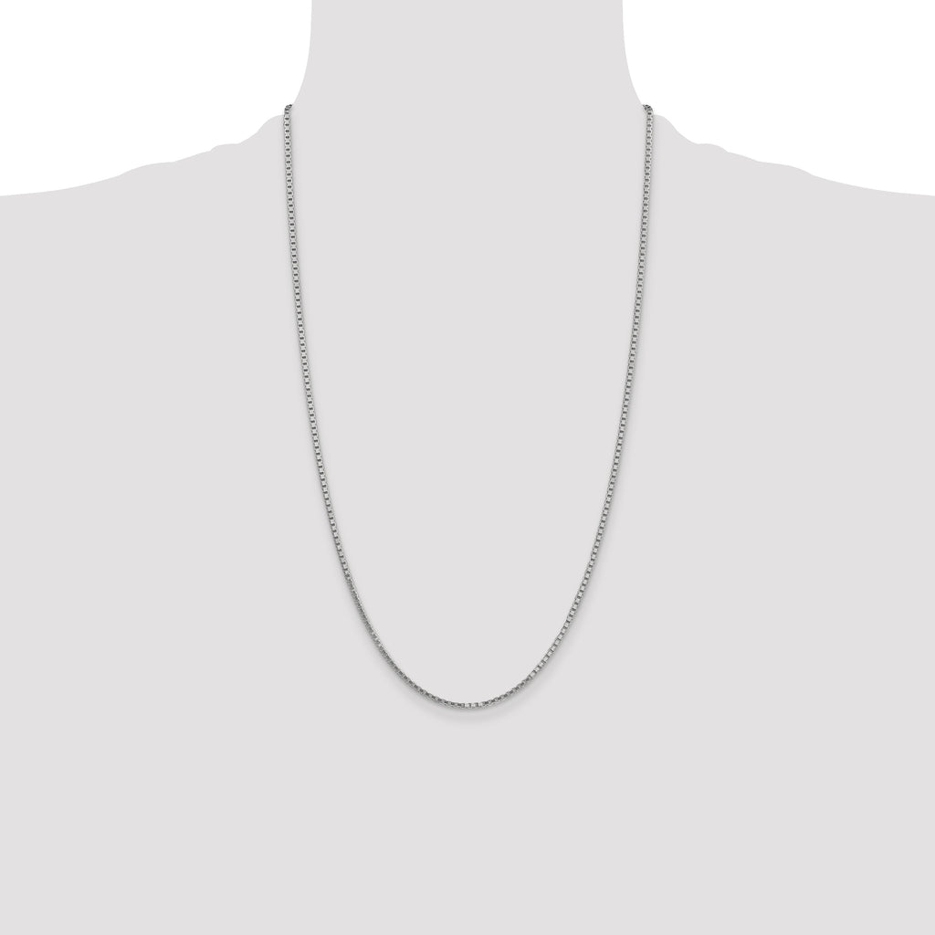 14K White Gold 26 inch 1.9mm Box with Lobster Clasp Chain