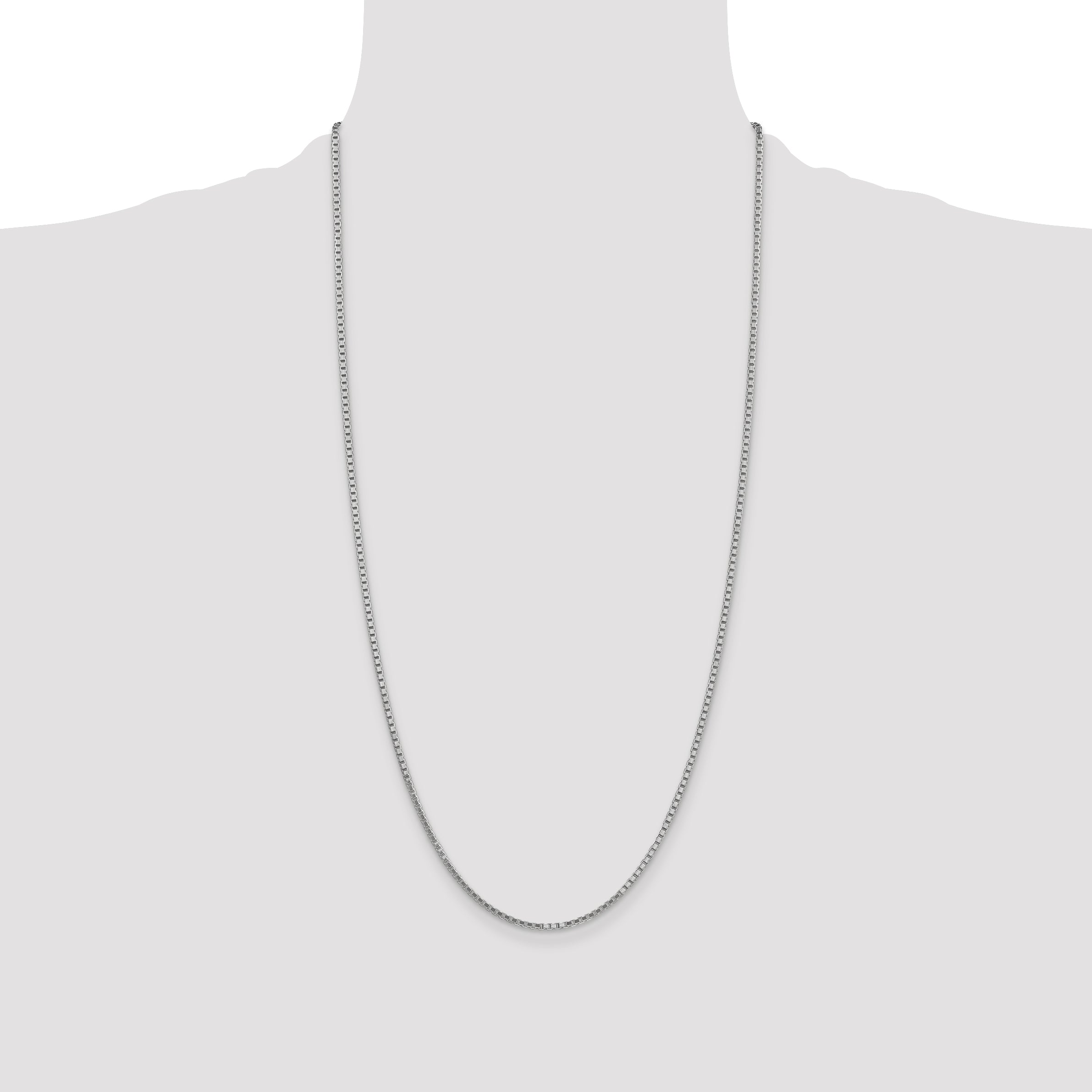14K White Gold 28 inch 1.9mm Box with Lobster Clasp Chain