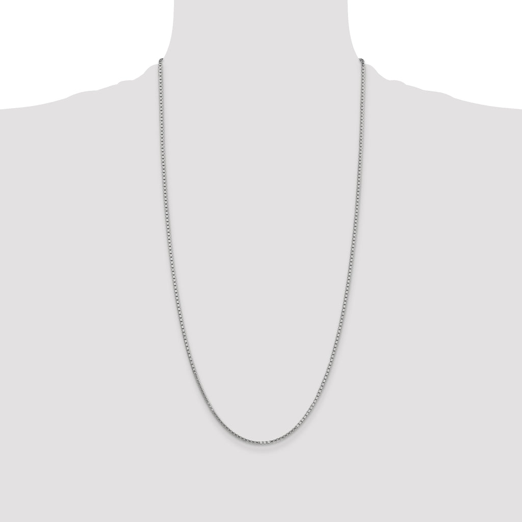 14K White Gold 28 inch 1.9mm Box with Lobster Clasp Chain