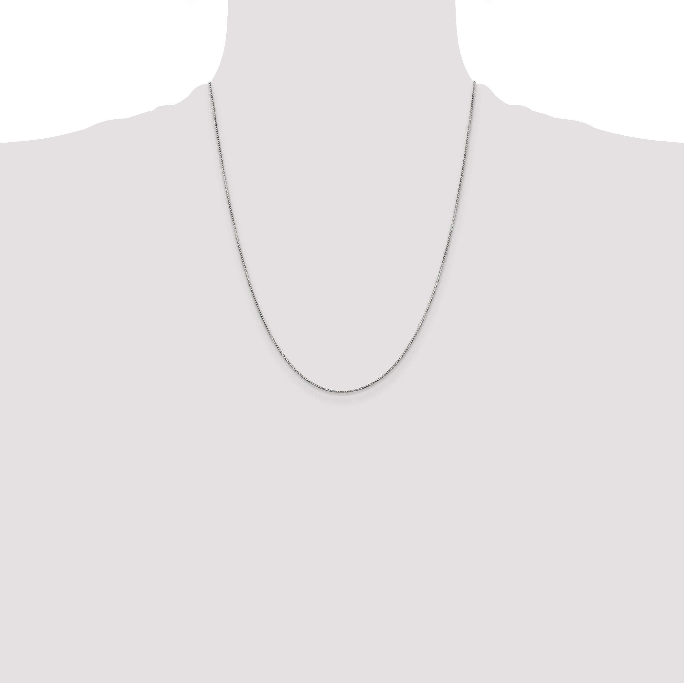 14K White Gold 22 inch .9mm Box with Spring Ring Clasp Chain