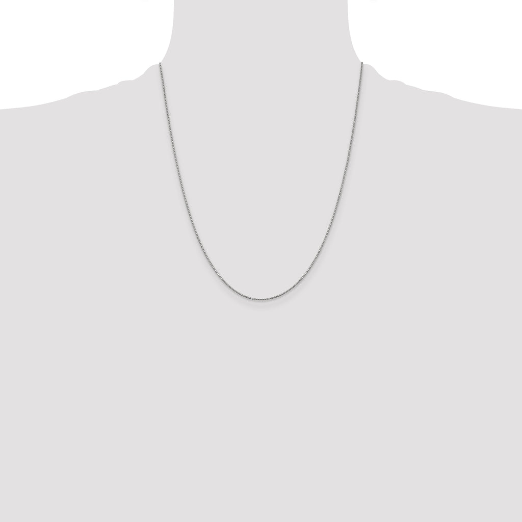 14K White Gold 22 inch .9mm Box with Spring Ring Clasp Chain