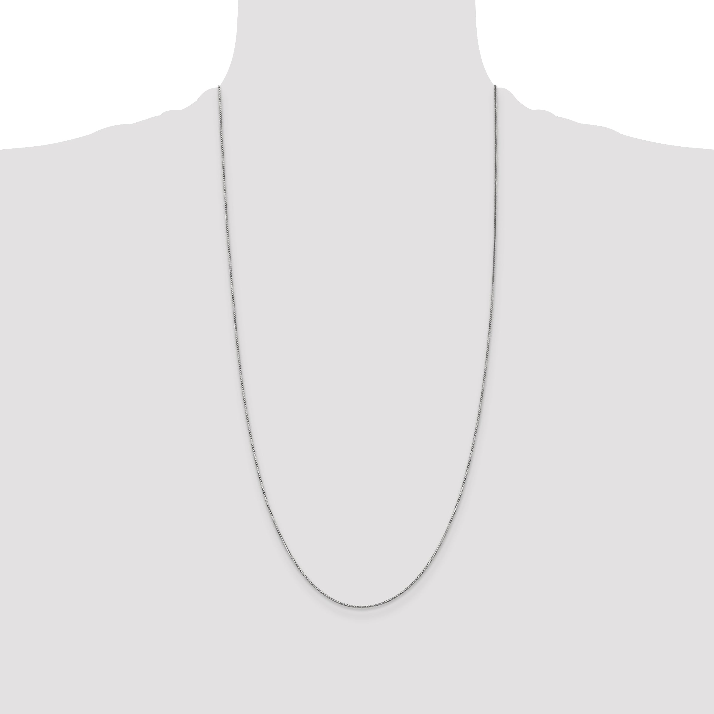 14K White Gold 28 inch .9mm Box with Spring Ring Clasp Chain