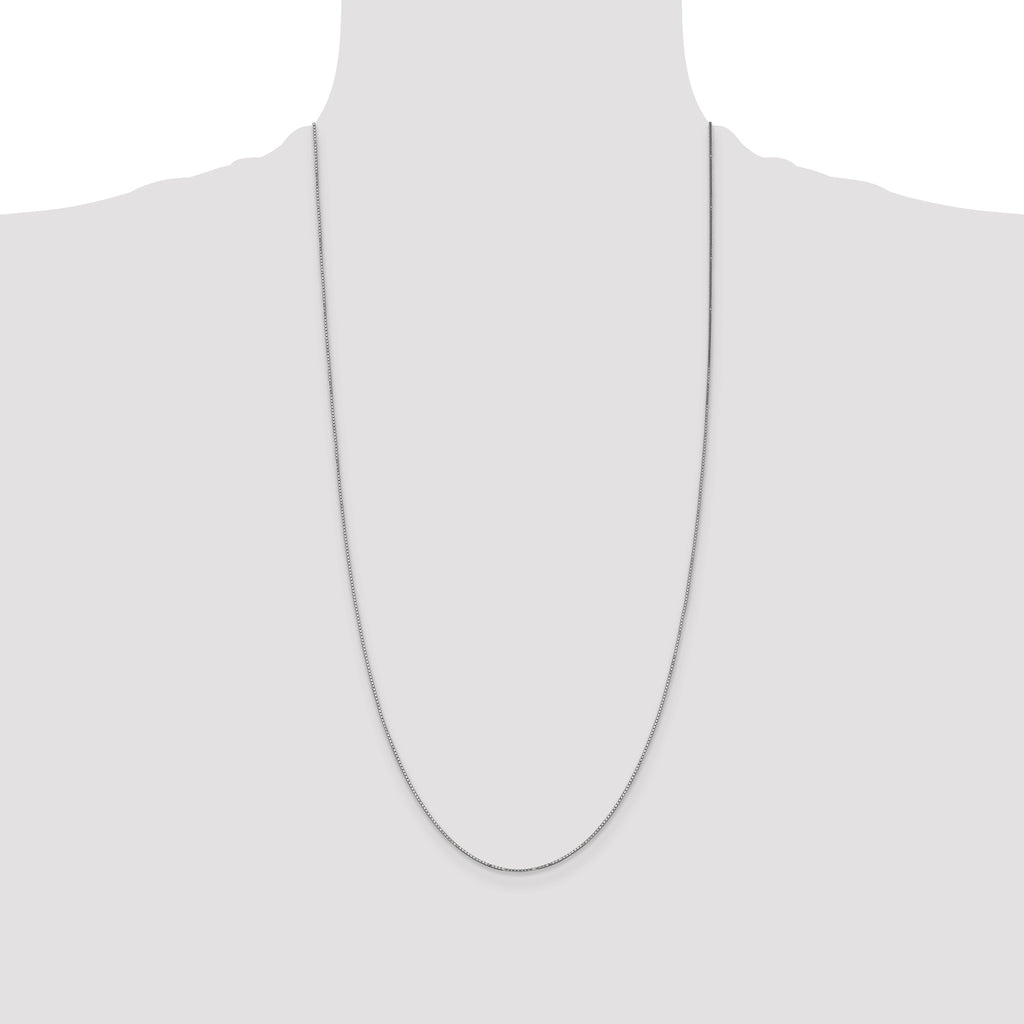 14K White Gold 28 inch .9mm Box with Spring Ring Clasp Chain
