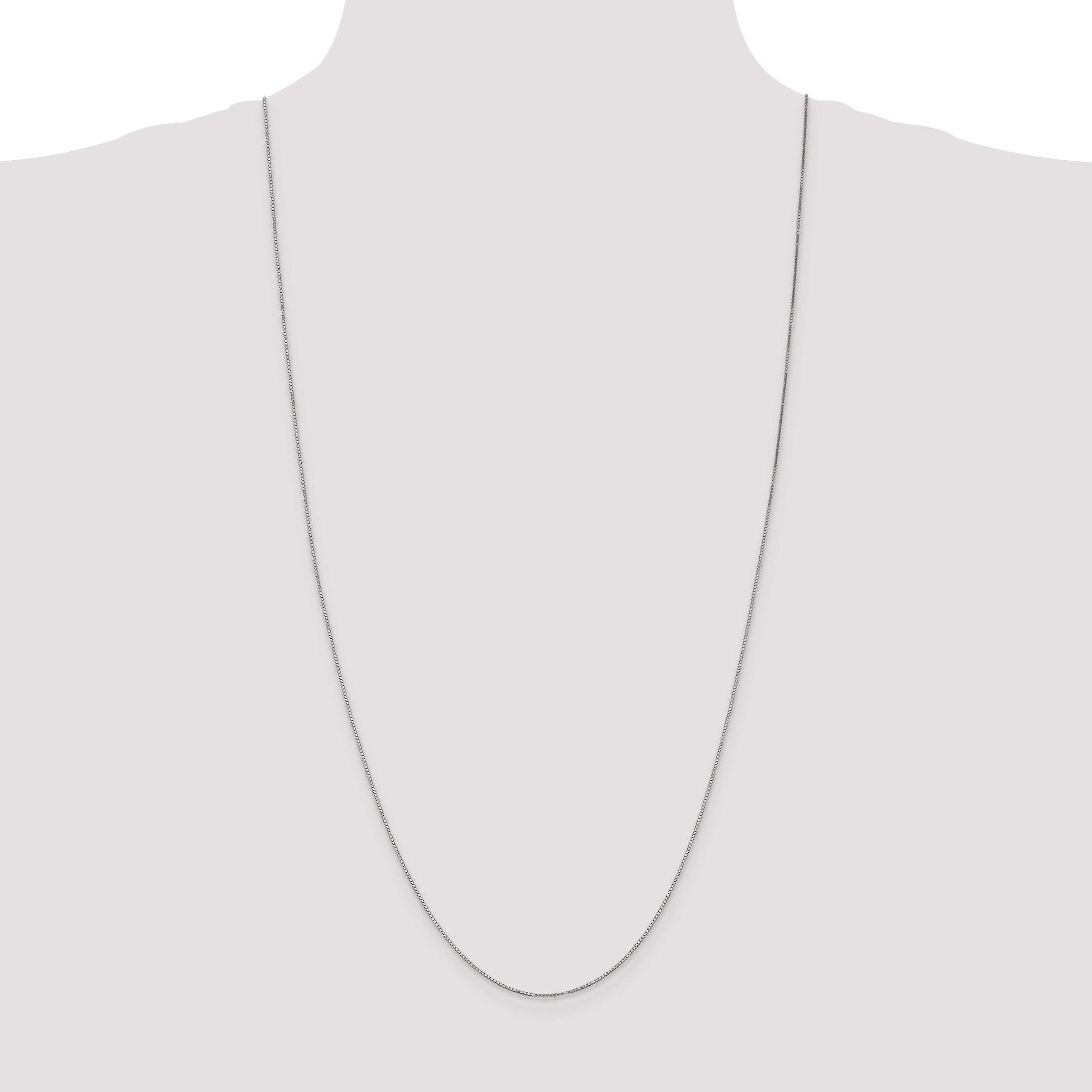 14K White Gold 30 inch .9mm Box with Spring Ring Clasp Chain