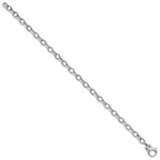 14K White Gold 7.5 inch 5mm Hand Polished with Ridged Edge Fancy Link Fancy Lobster Clasp Bracelet