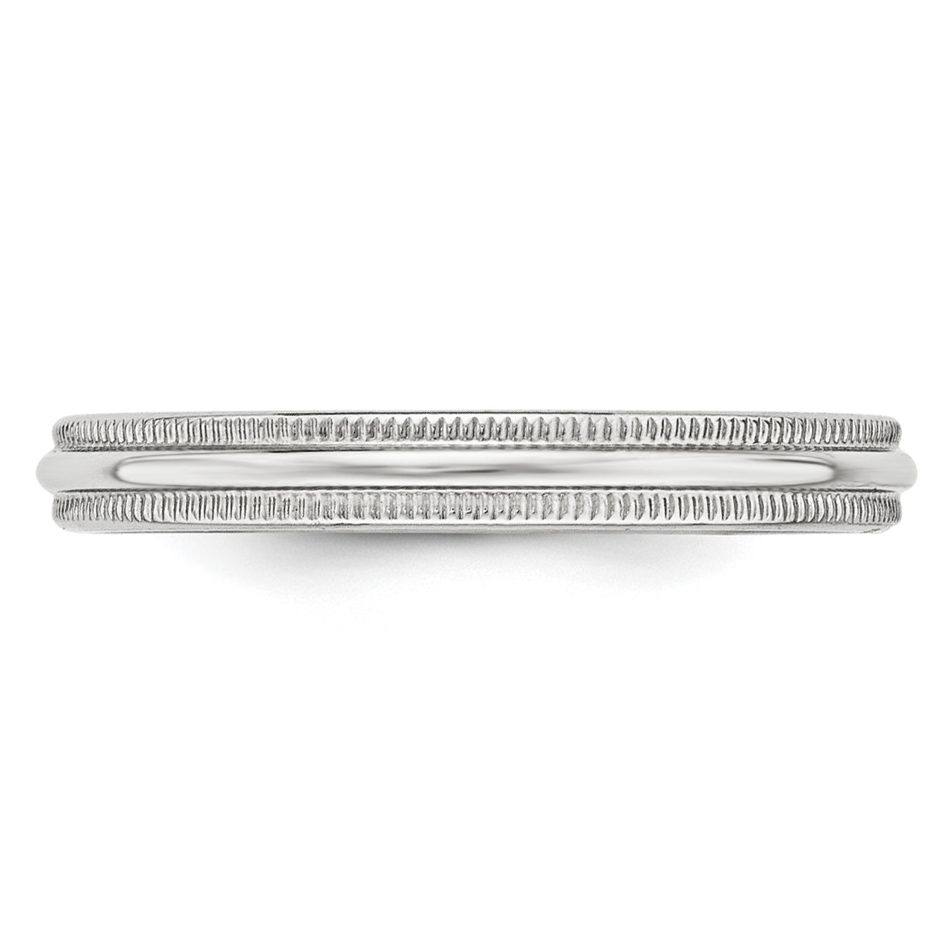 3.0mm 10K White Gold Milgrain Half Round Wedding Band - Sophia Jewelers